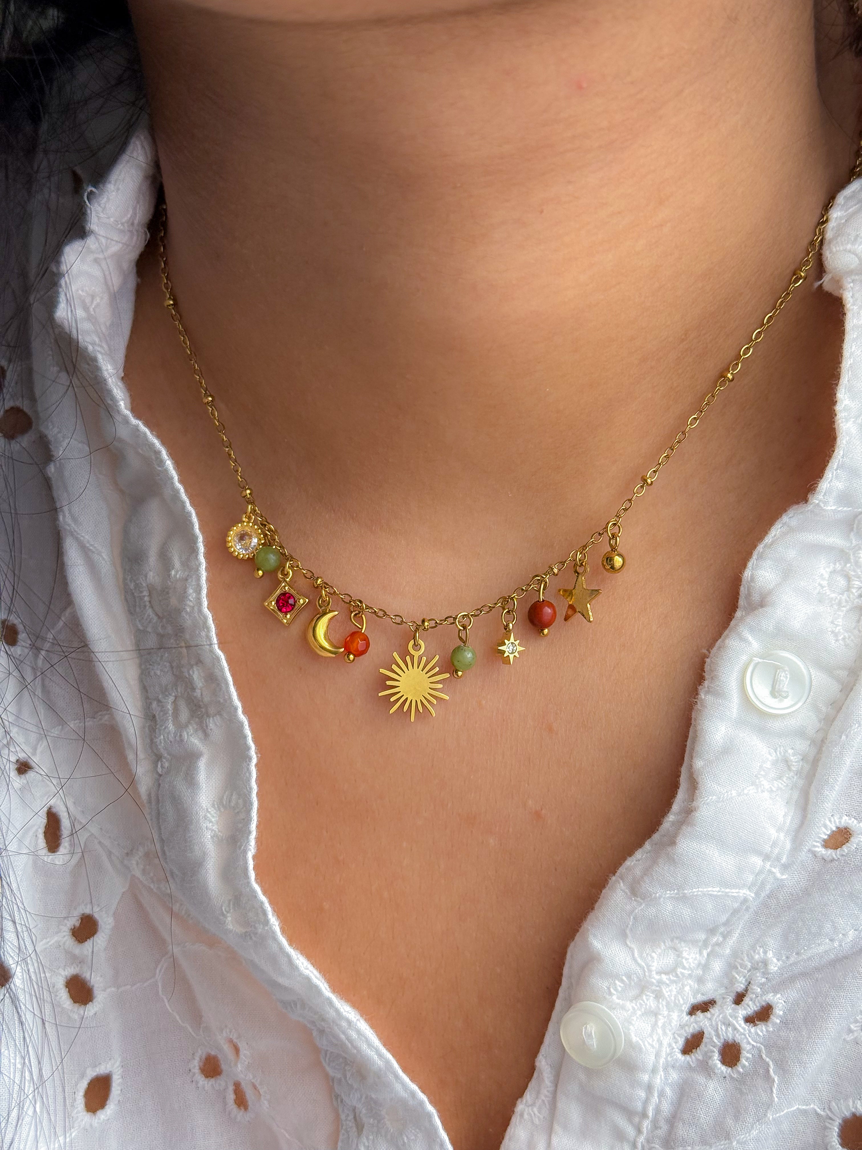 Collier GAÏA Jaspe, Serpentine & Agate - Ancrage, renouveau, élan d'action