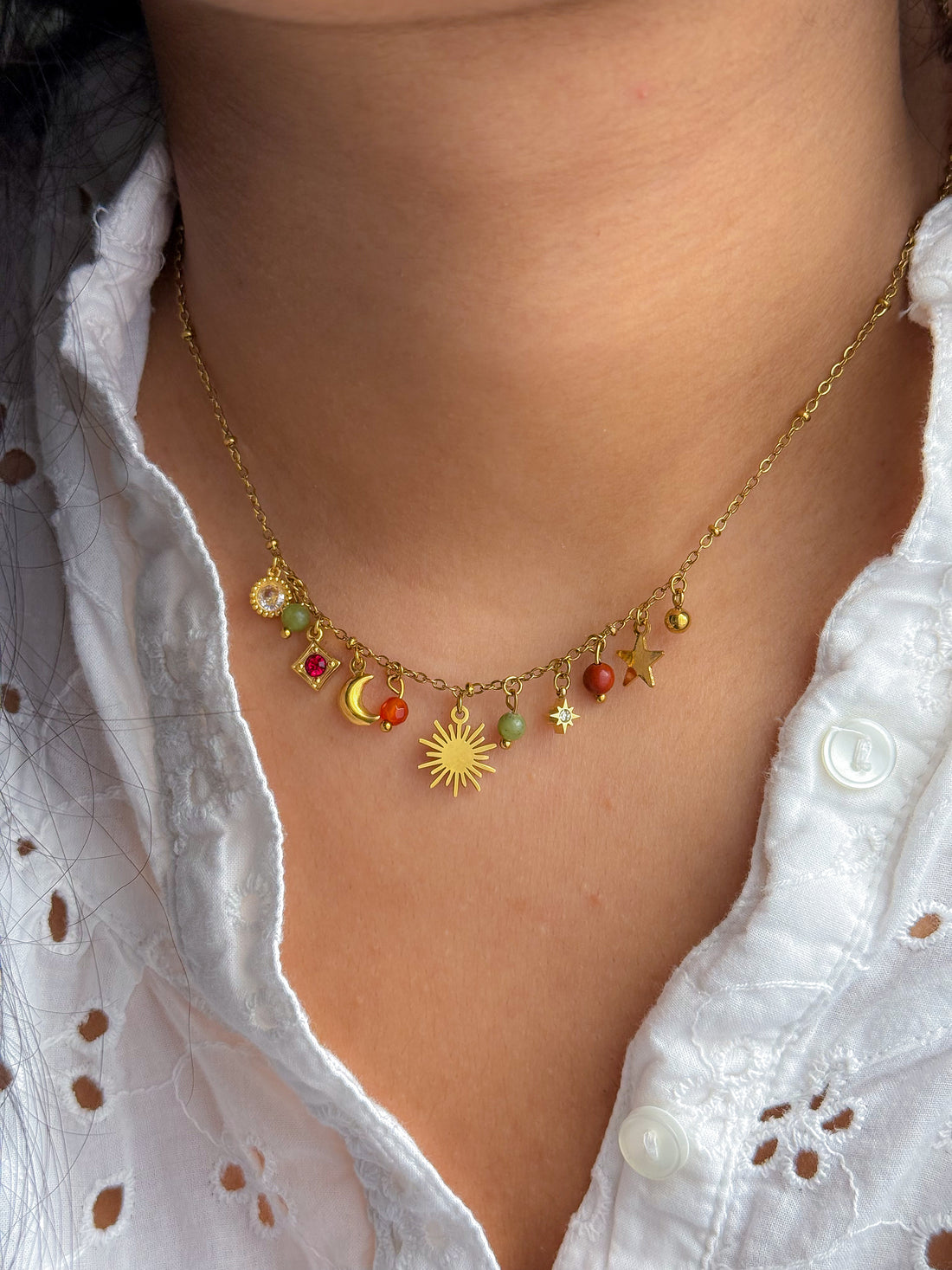 Collier GAÏA Jaspe, Serpentine & Agate - Ancrage, renouveau, élan d'action