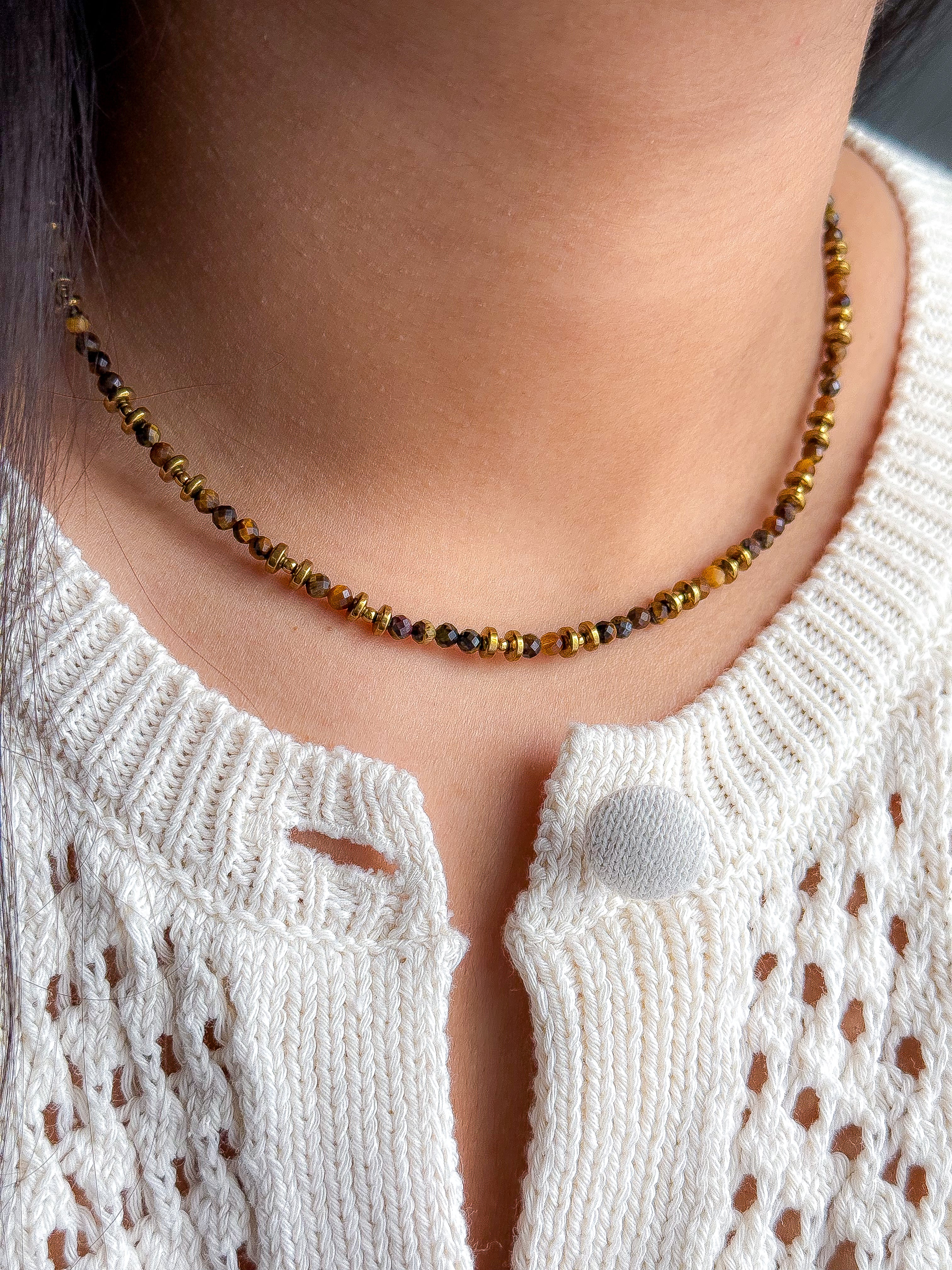 Collier PIERRETTE Oeil de Tigre - Protection, force intérieure, confiance en soi