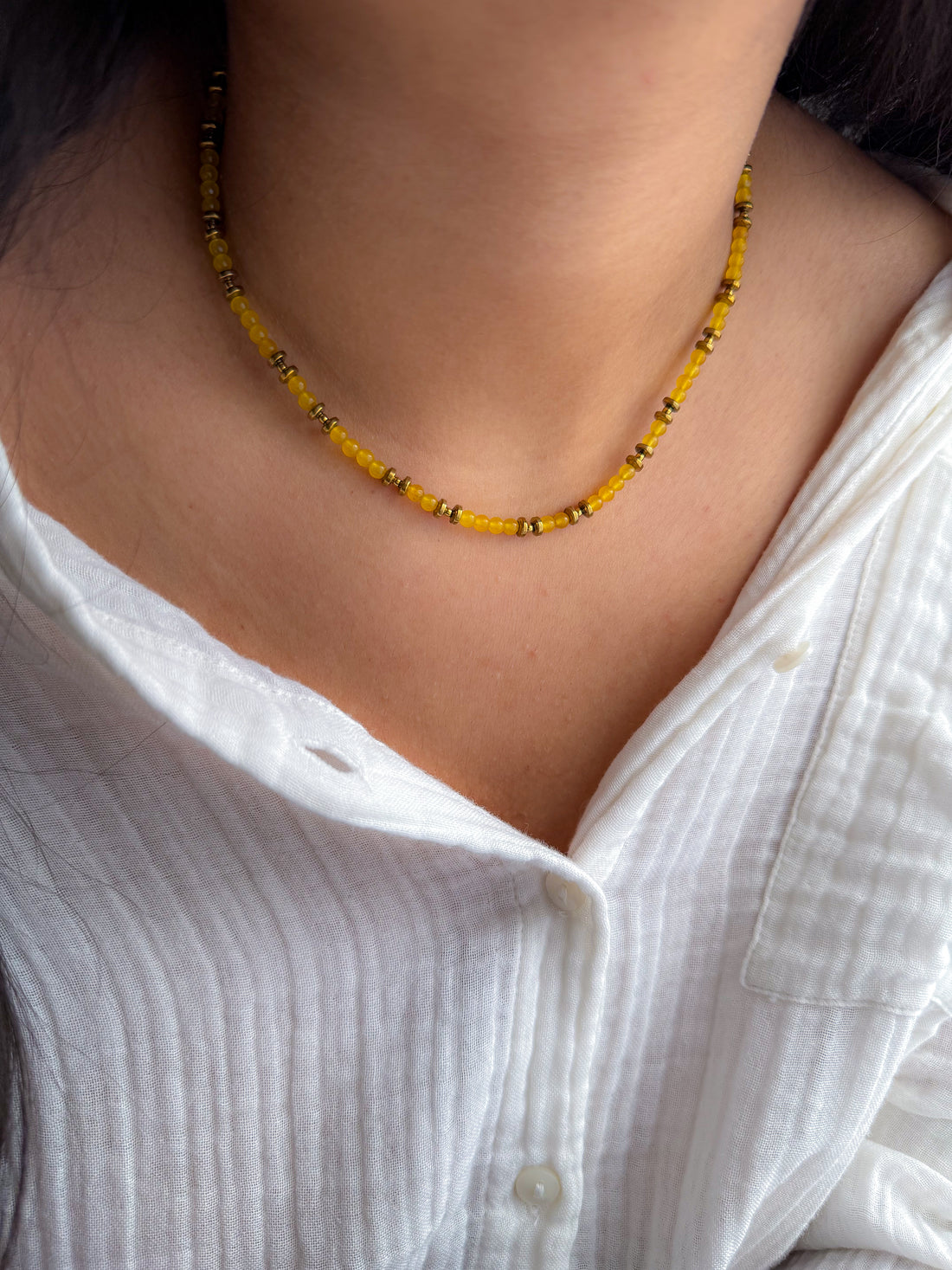 Collier PIERRETTE Jade jaune - Abondance, confiance en soi, stabilité émotionnelle