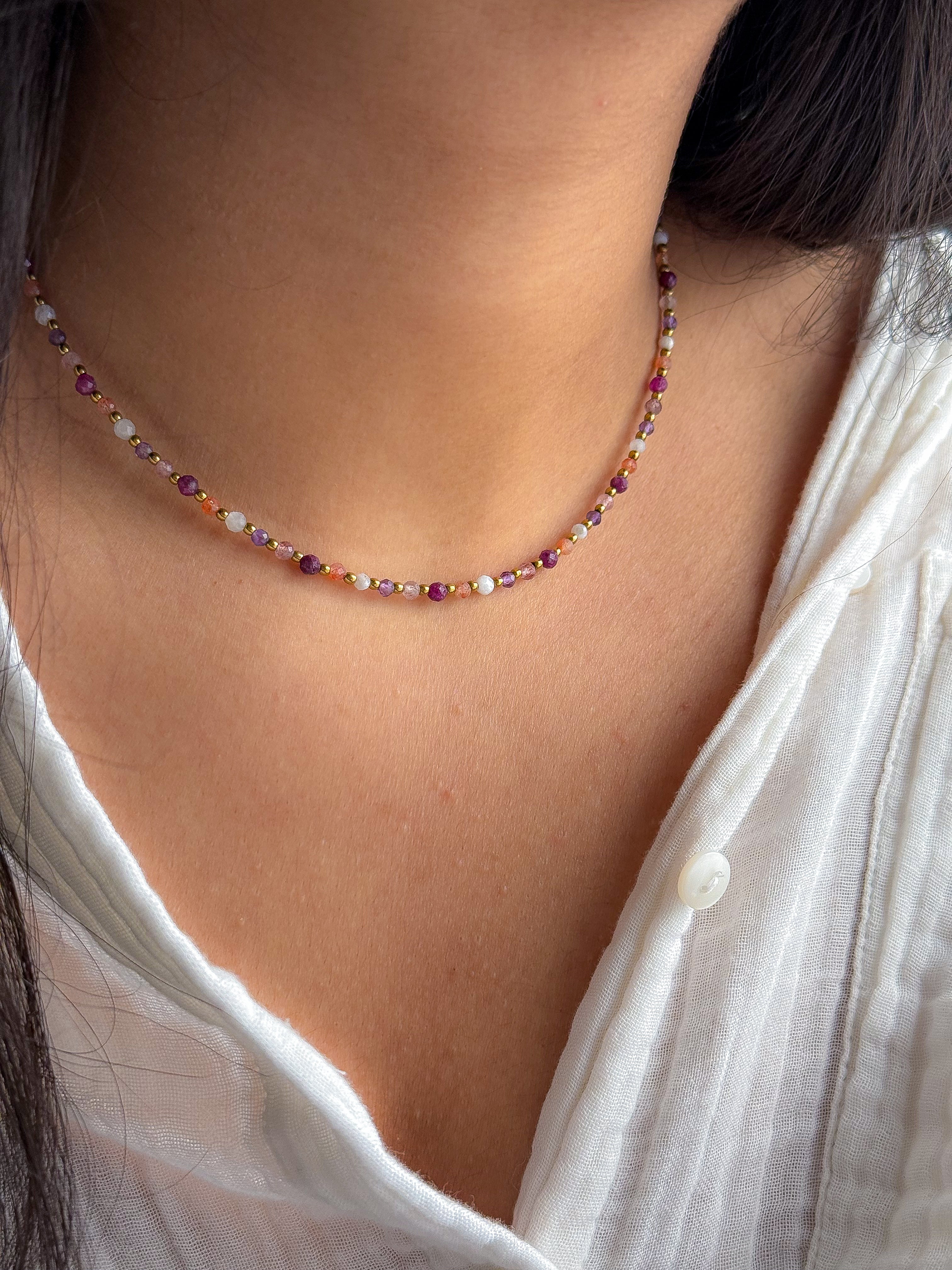 Collier IRIS multi-pierres - Confiance en soi, ouverture du coeur, intuition, équilibre émotionnel