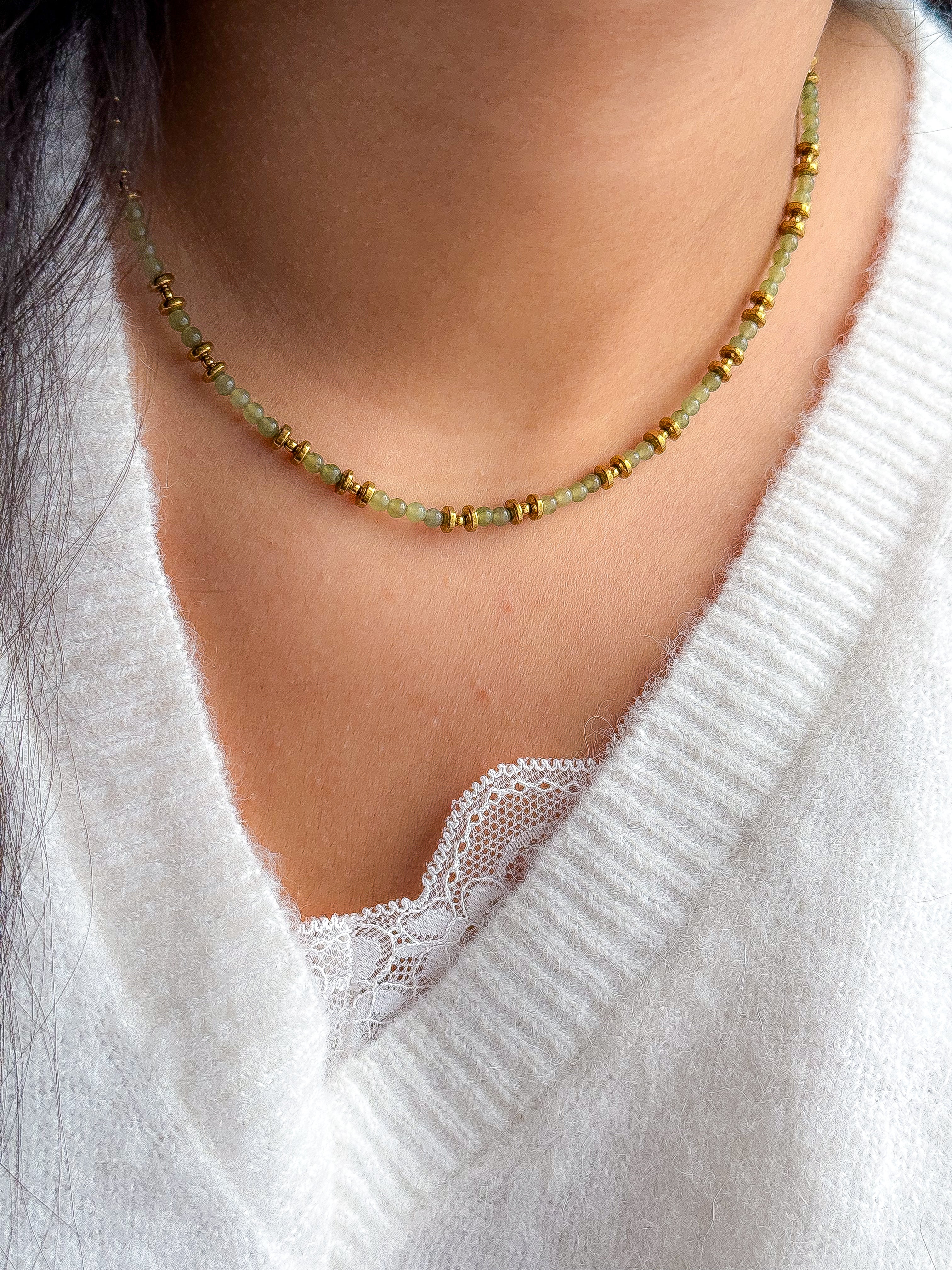 Collier PIERRETTE Jade Néphrite - Stabilisation des émotions, sécurité intérieure
