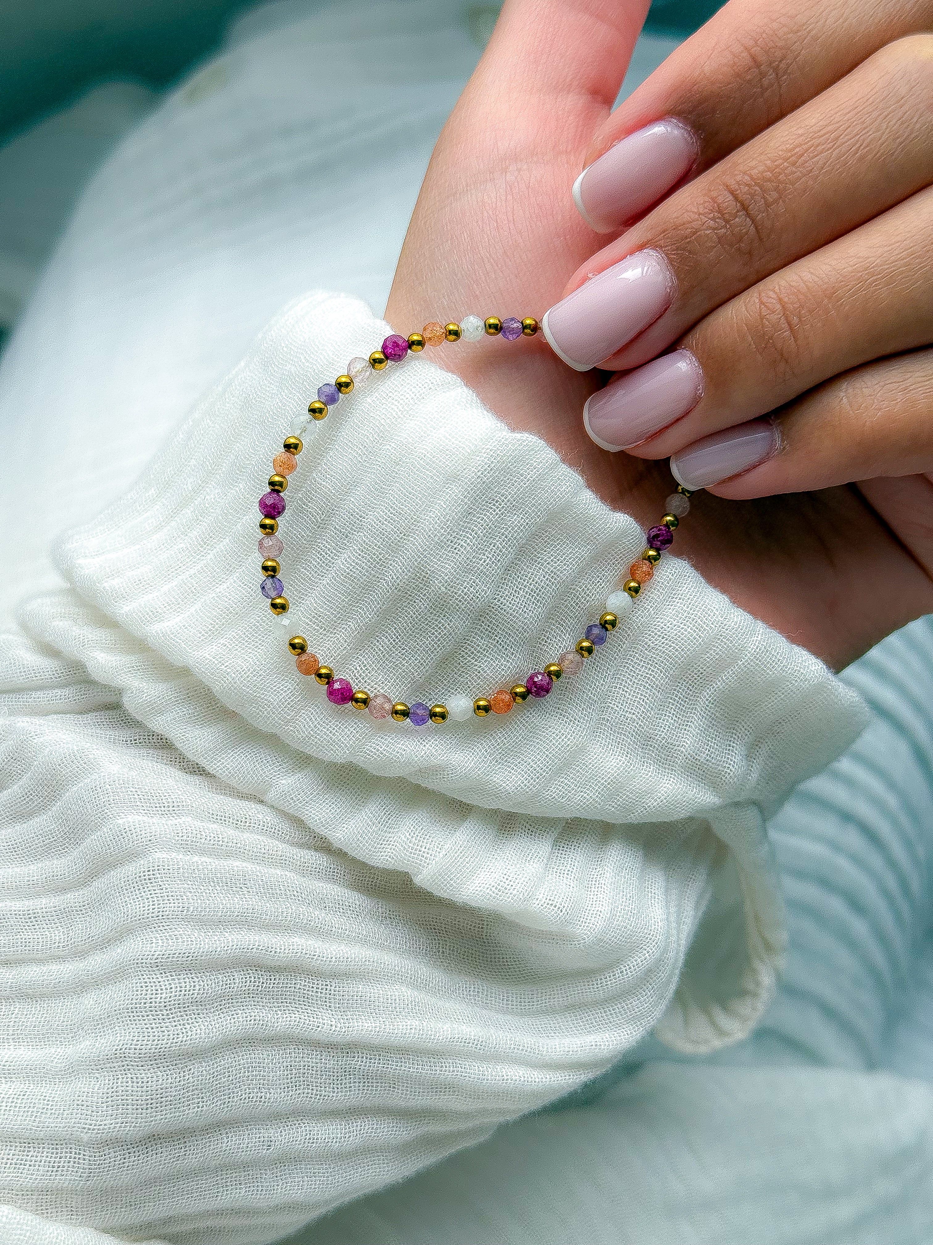 Bracelet IRIS multi-pierres - Confiance en soi, ouverture du coeur, intuition, équilibre émotionnel