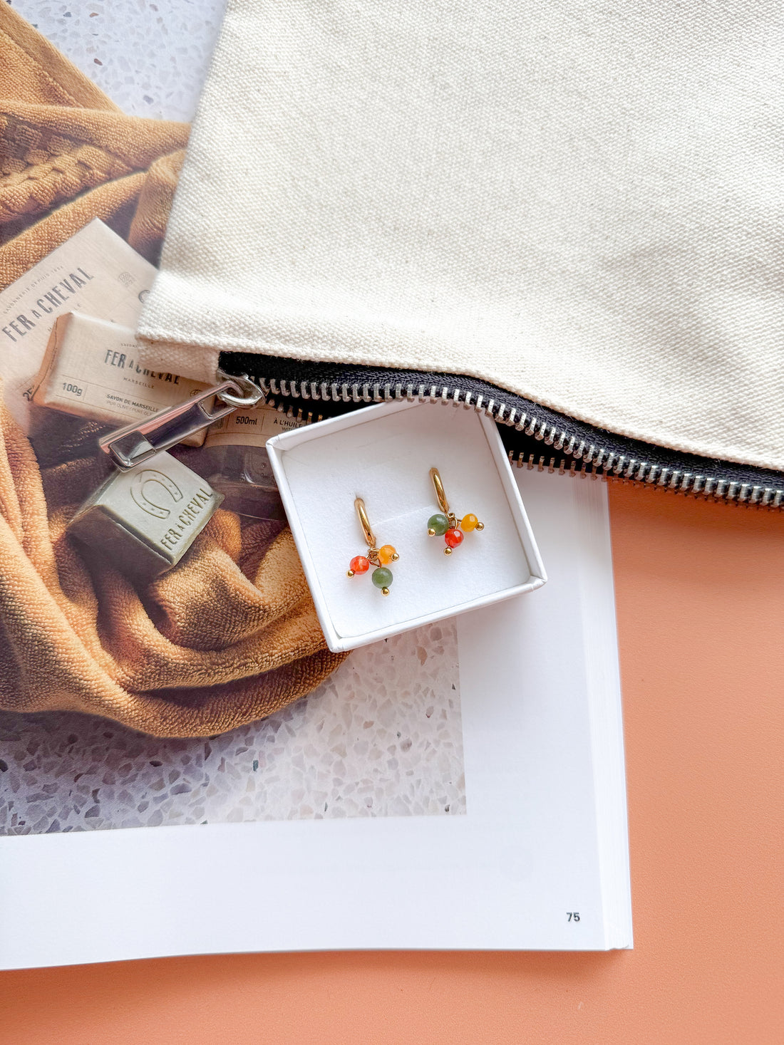 Boucles ZOÉ Quartz/Agate/Serpentine - Lâcher-prise, passage à l'action et confiance en soi