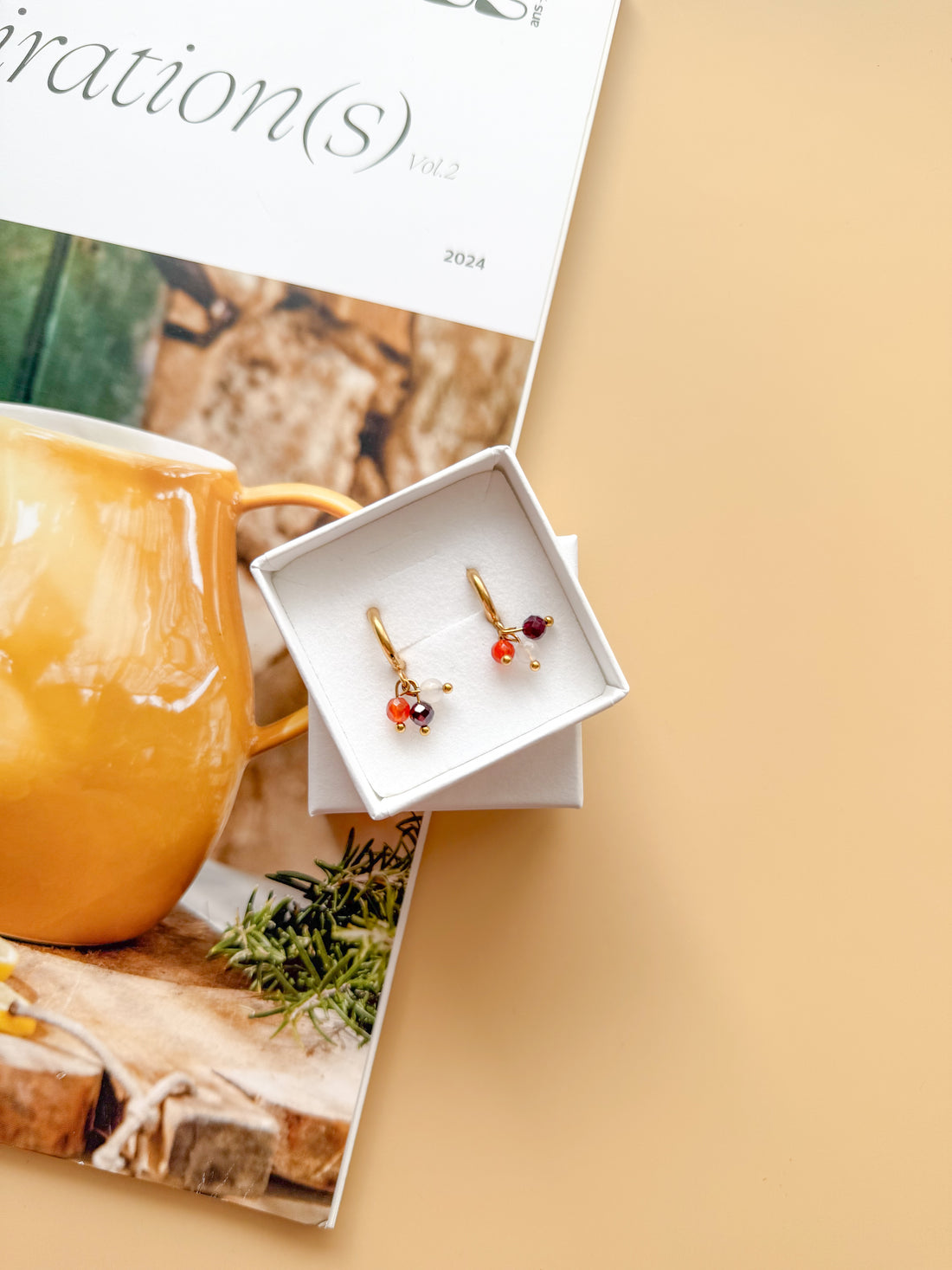 Boucles ZOÉ Quartz/Agate/Pierre de Lune - Passage à l'action, motivation, intuition