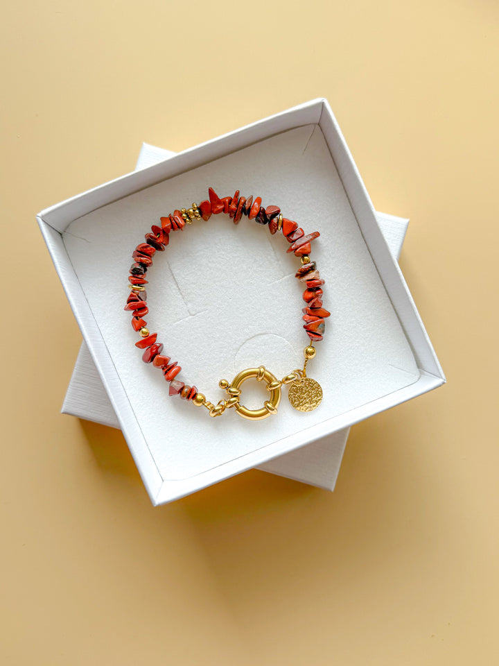 Bracelet NADÈGE Jaspe rouge - Ancrage, protection et force intérieure