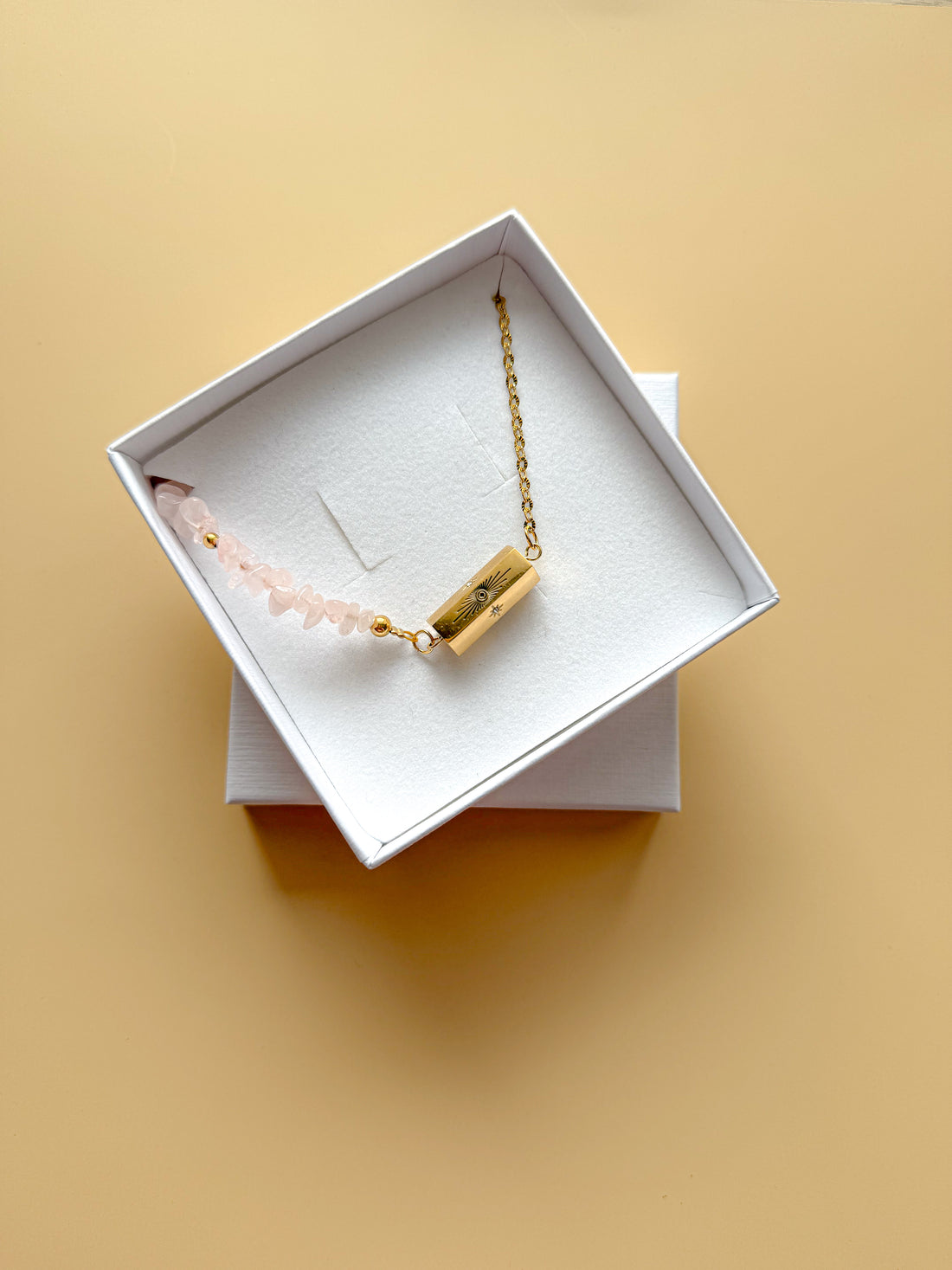 NATHALIE Asymmetrical Necklace - Rose Quartz