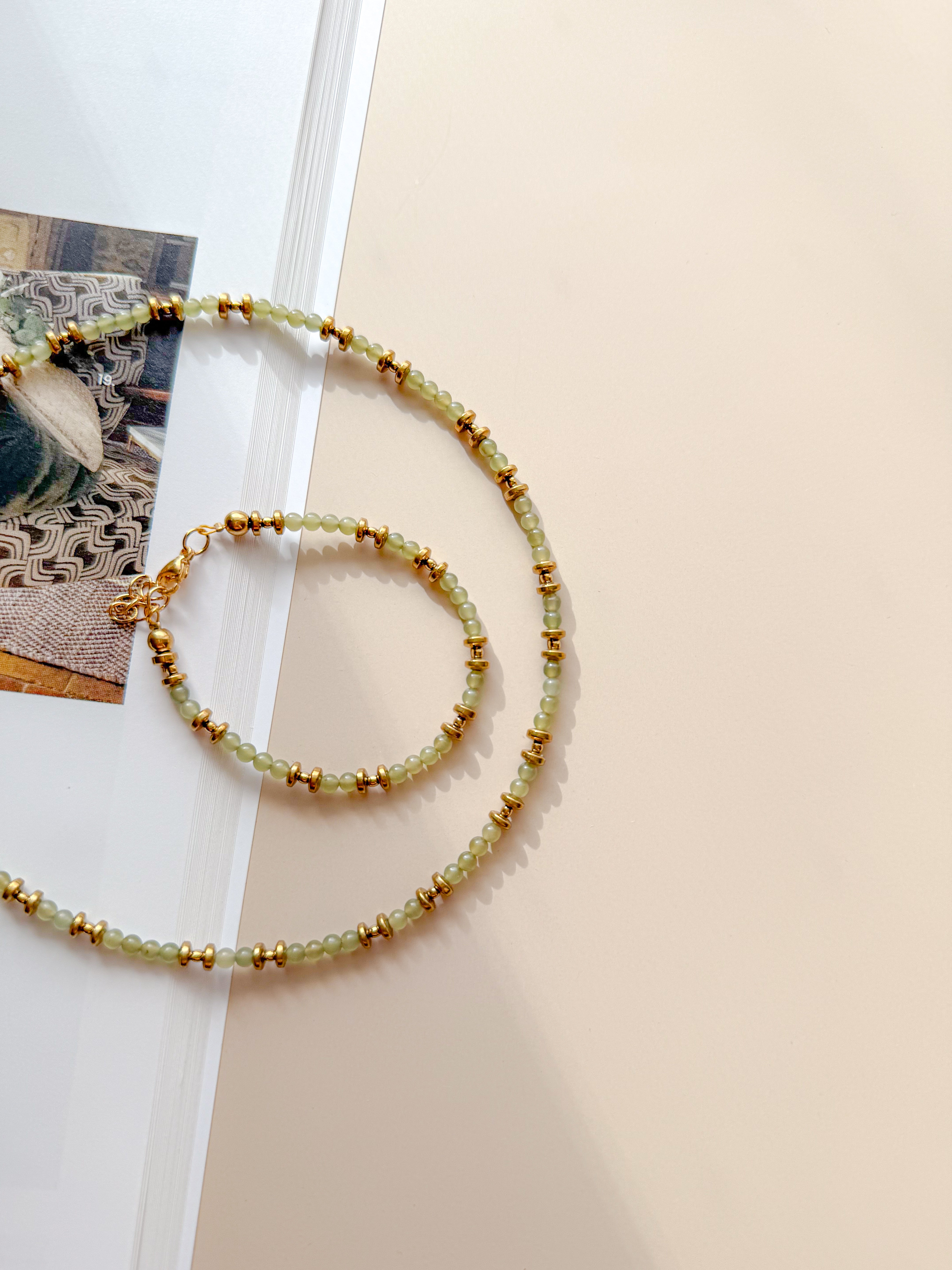 Collier PIERRETTE Jade Néphrite - Stabilisation des émotions, sécurité intérieure