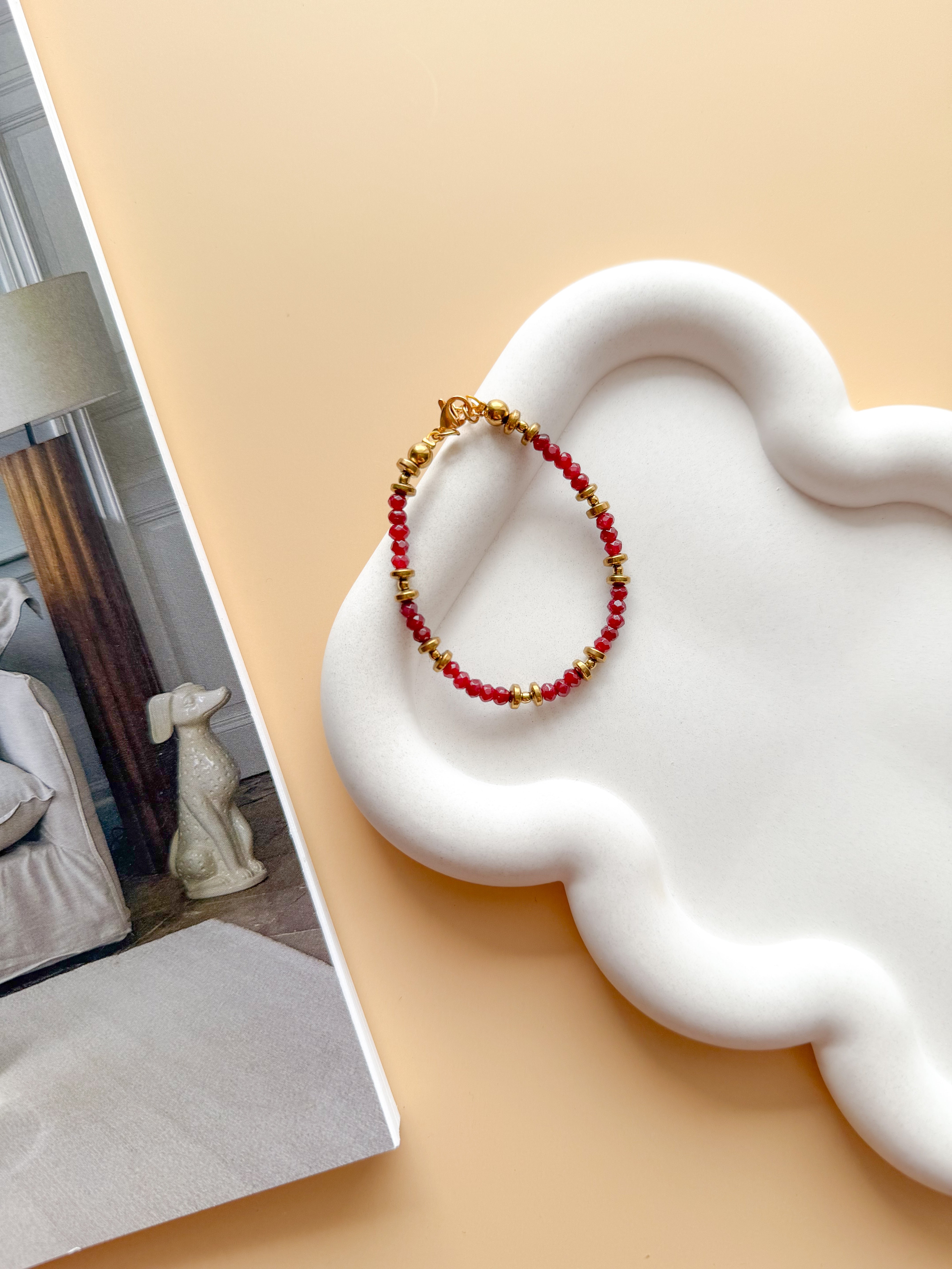 Bracelet PIERRETTE Jade bordeaux - Ancrage & stabilité émotionnelle