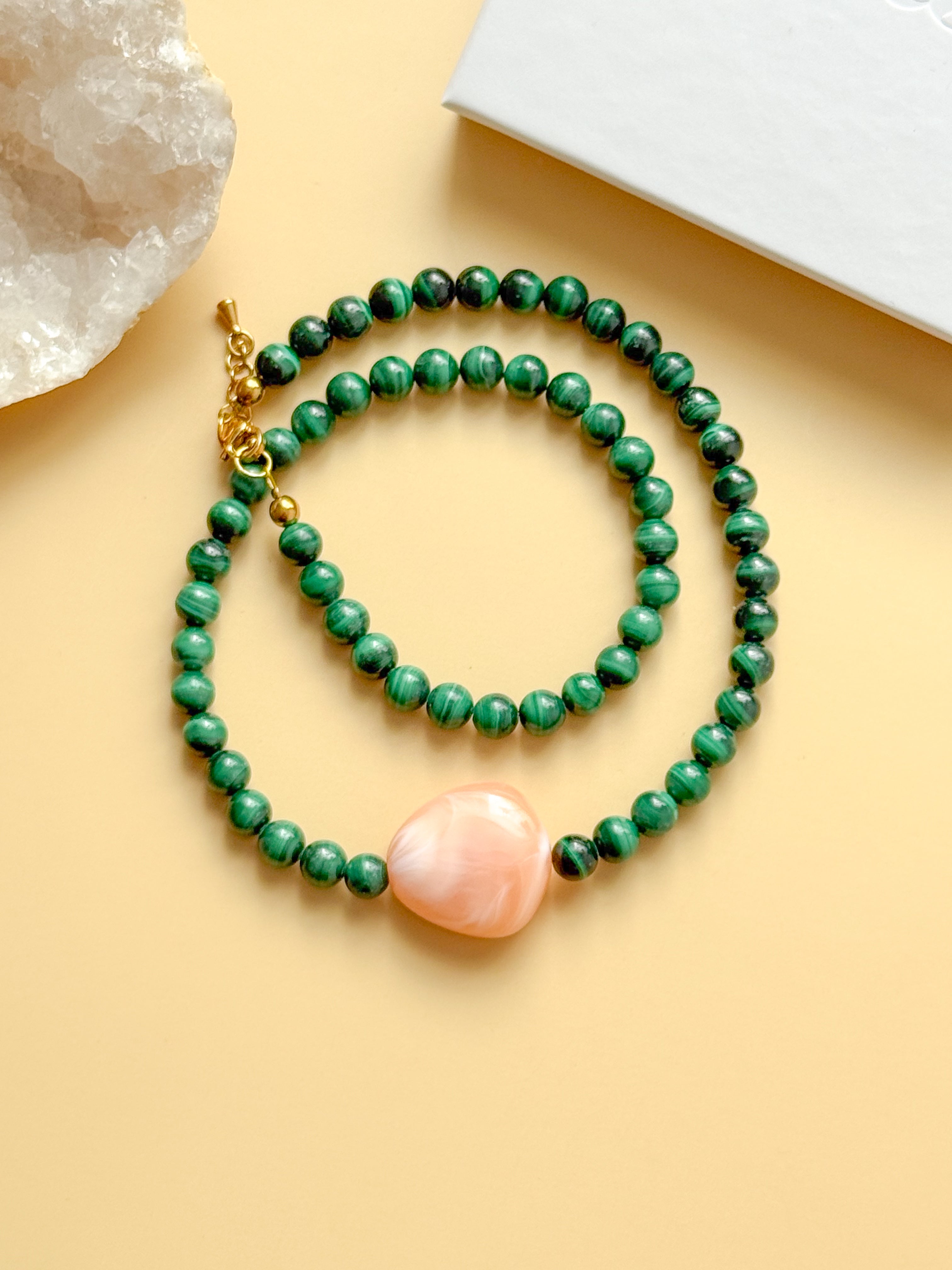 Collier MAGALI en Malachite : Protection, transformation, confiance en soi