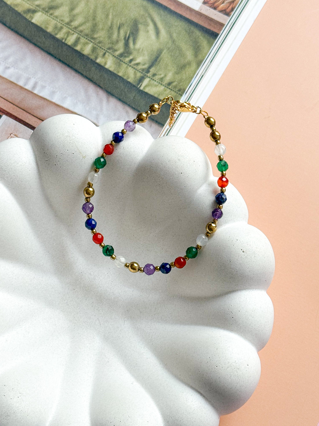 Bracelet CATHERINE - Pierre de Lune, Améthyste, Aventurine, Agate, Lapis Lazuli
