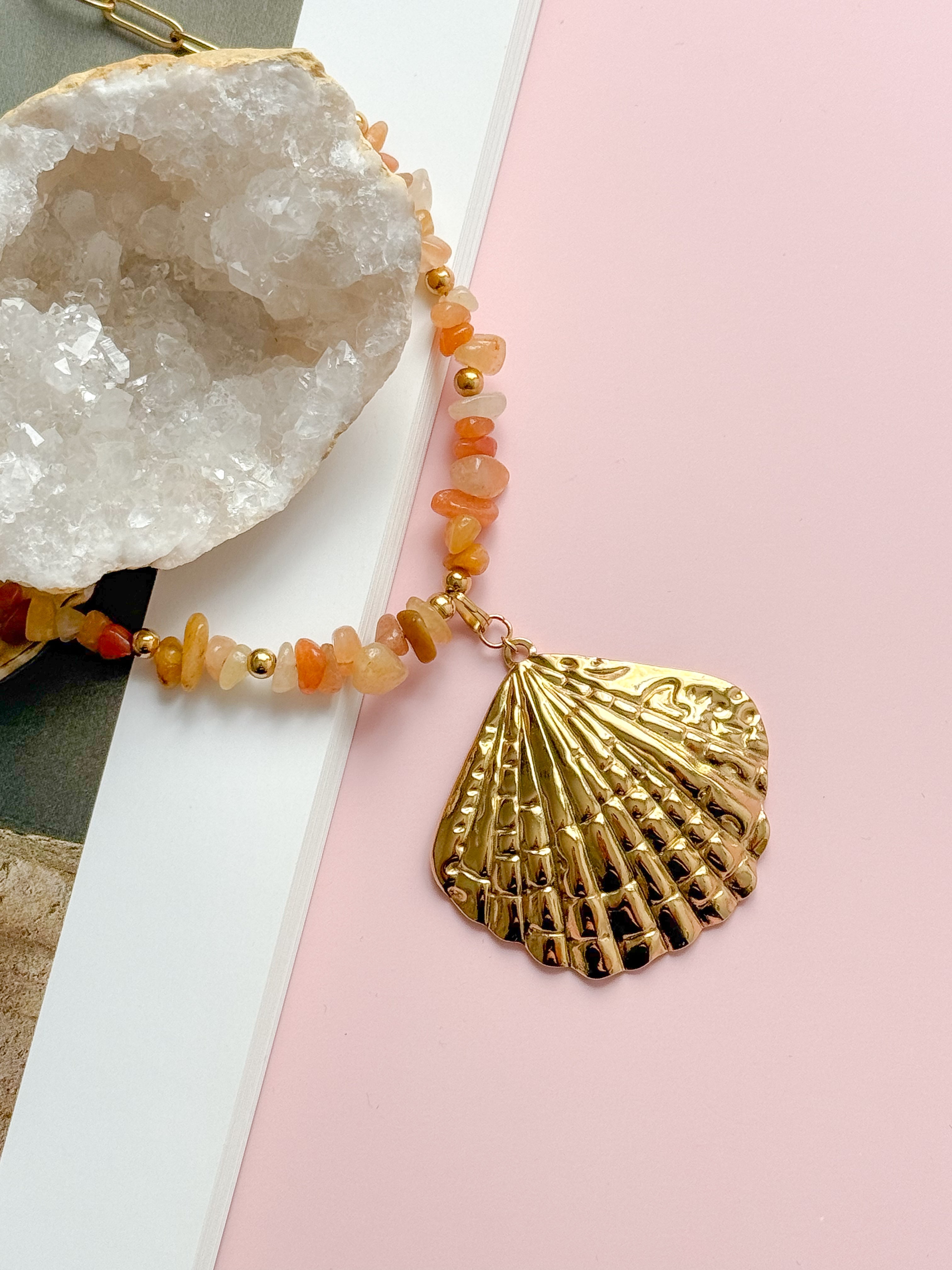 Collier LISETTE Quartz orange - Motivation, créativité, confiance