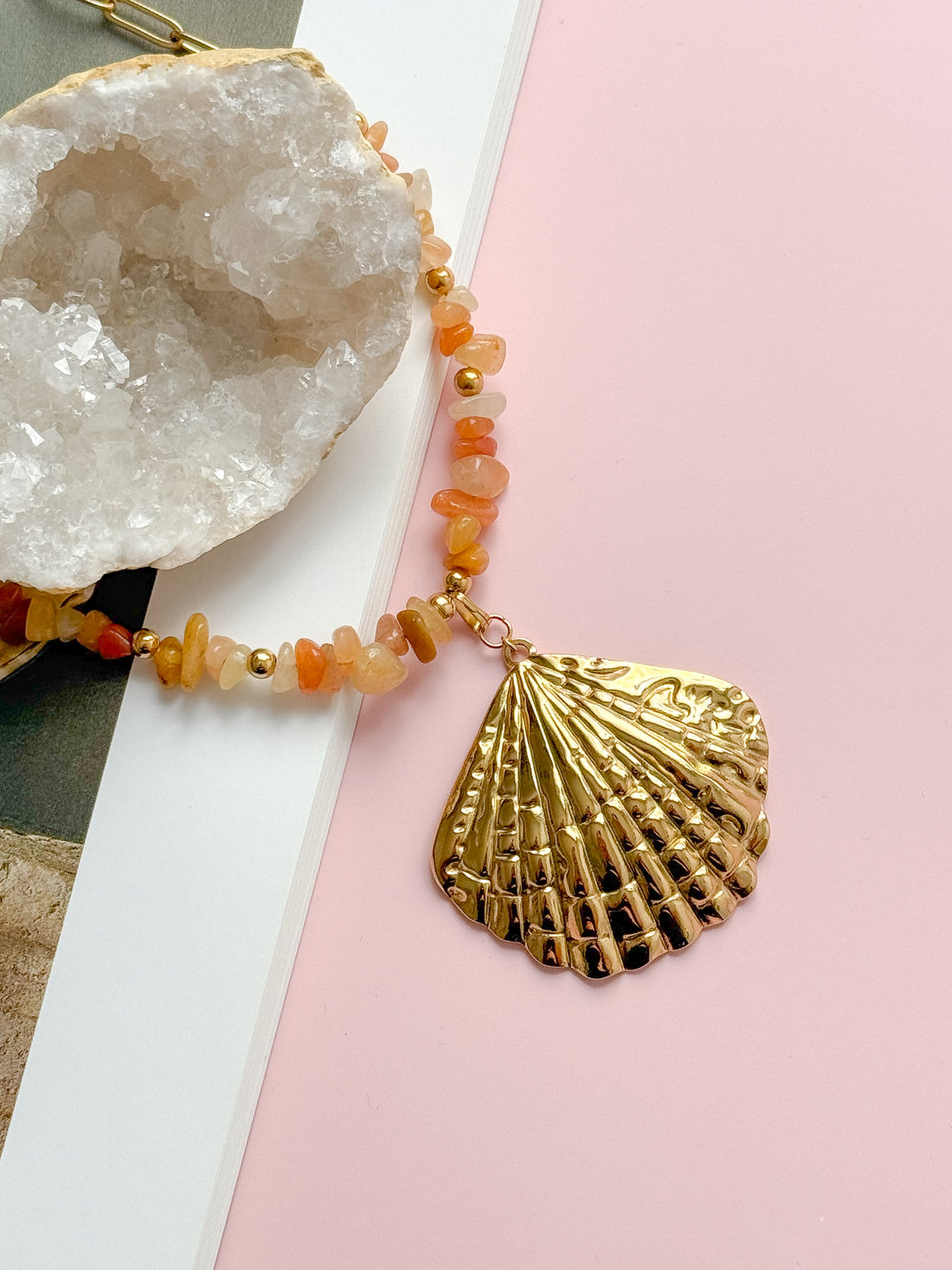 Collier LISETTE Quartz orange - Motivation, créativité, confiance
