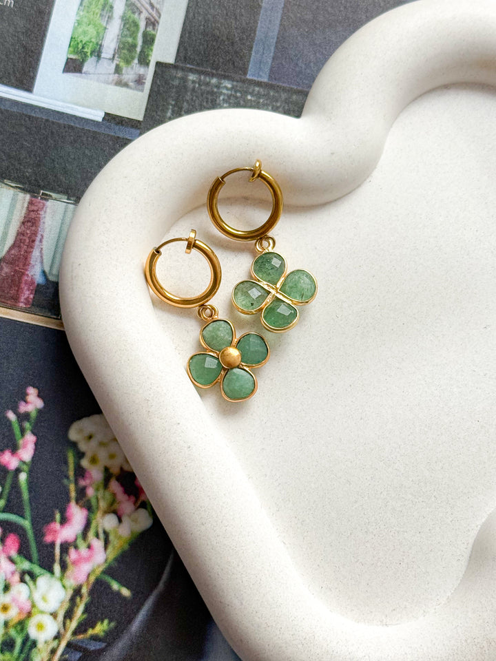 Boucles d'oreilles sans perçage TALIA - Aventurine