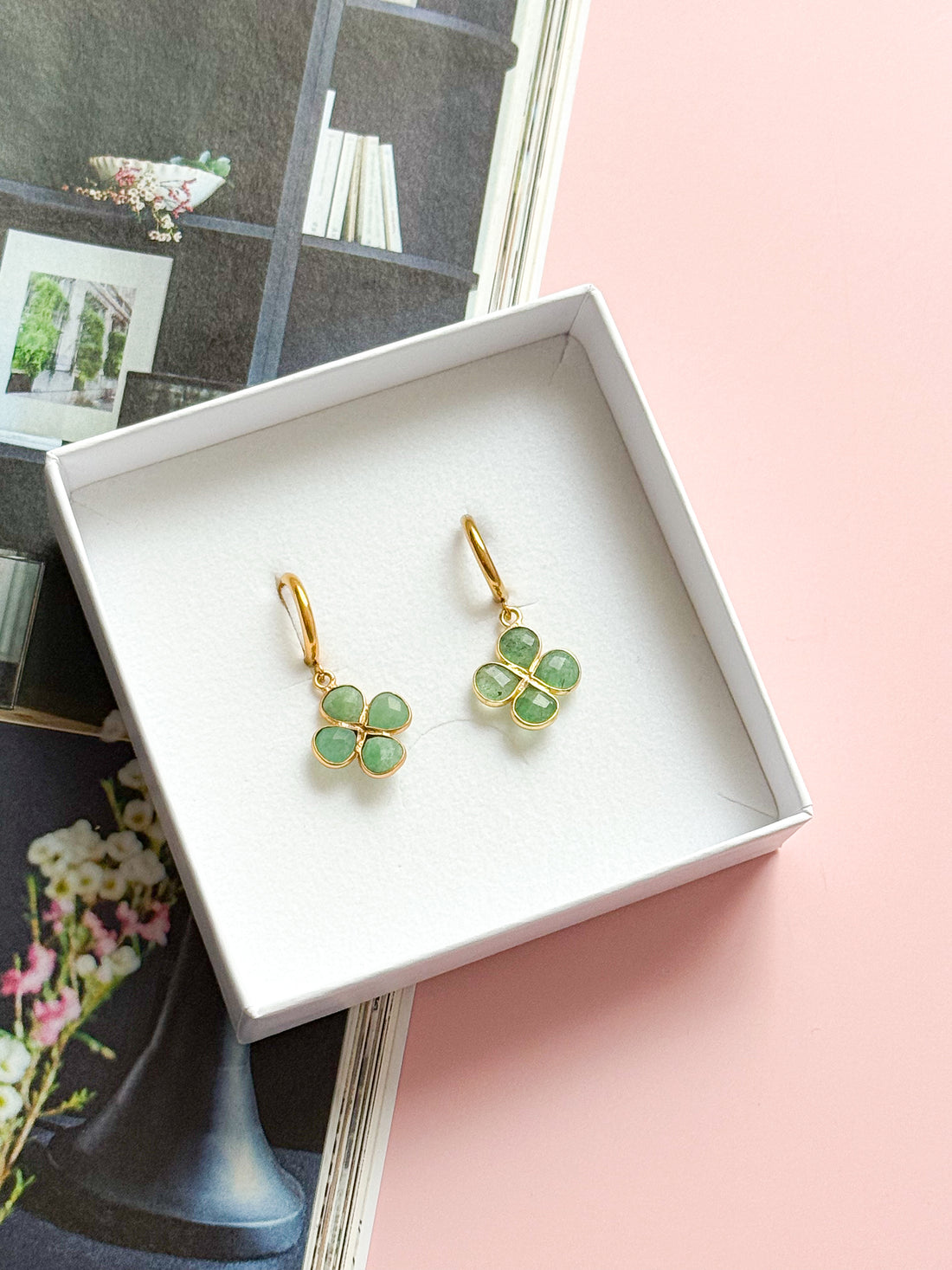 Boucles d'oreilles sans perçage TALIA - Aventurine