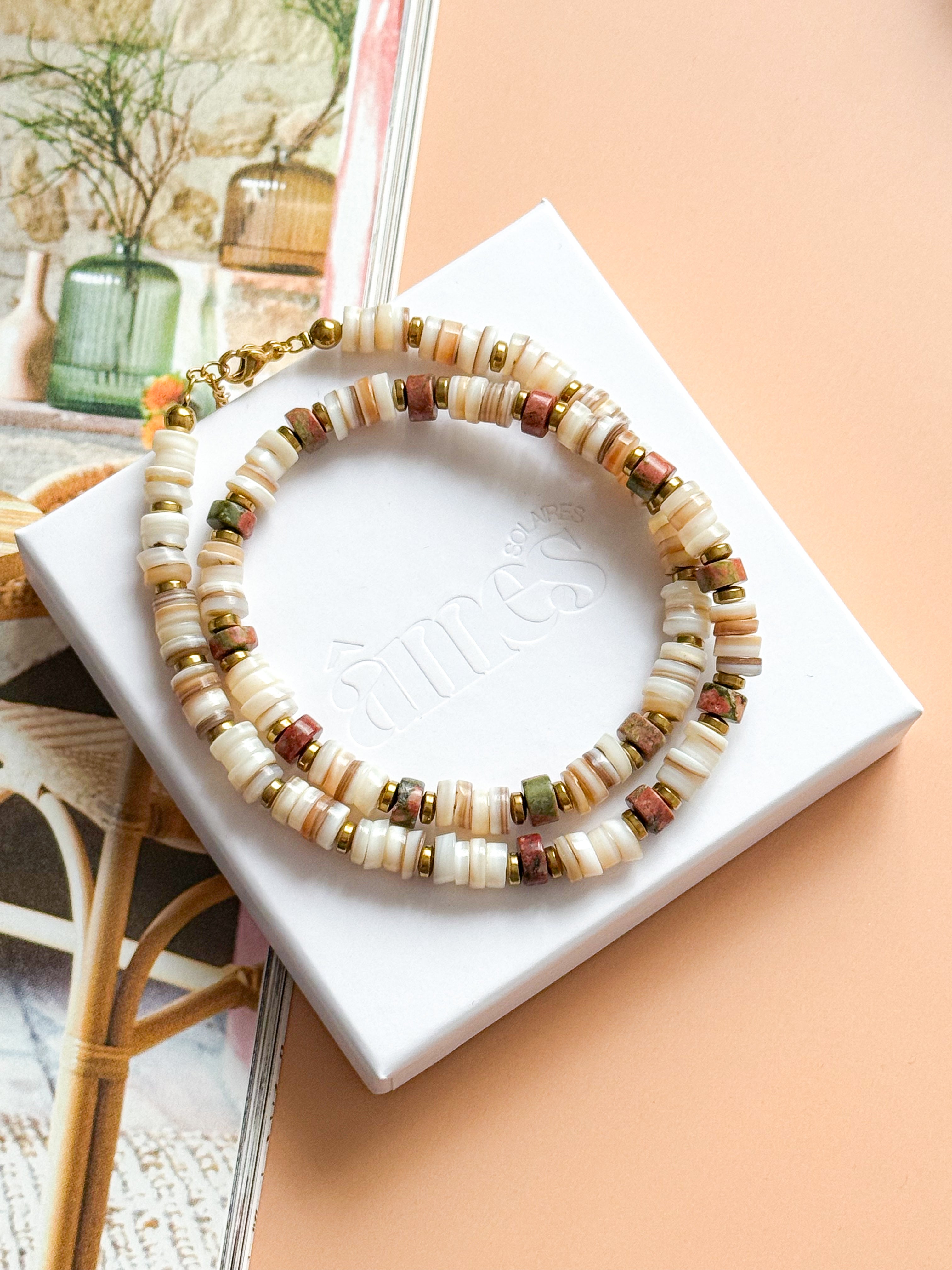 LEELOO Necklace - Red Granite &amp; Indian Agate