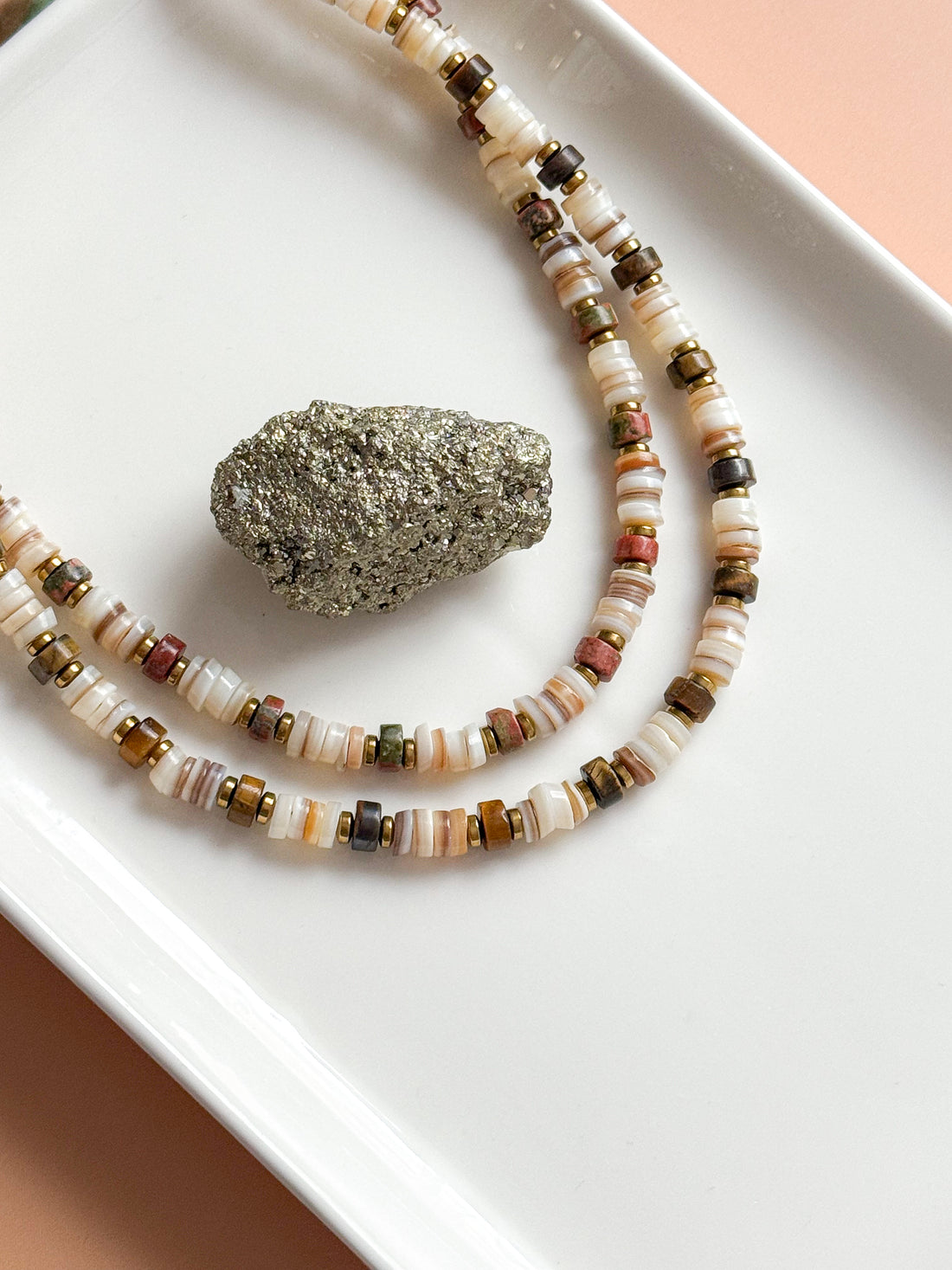 LEELOO Necklace - Red Granite &amp; Indian Agate