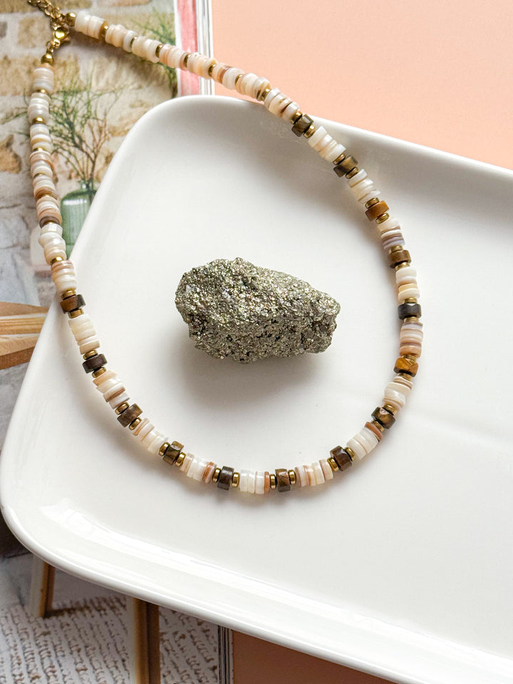 LEELOO Necklace - Red Granite &amp; Indian Agate
