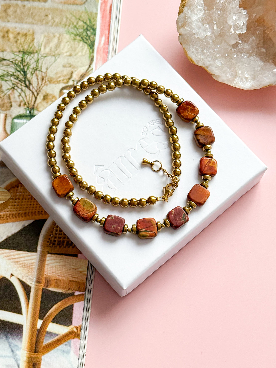 LEELOO Necklace - Red Granite &amp; Indian Agate