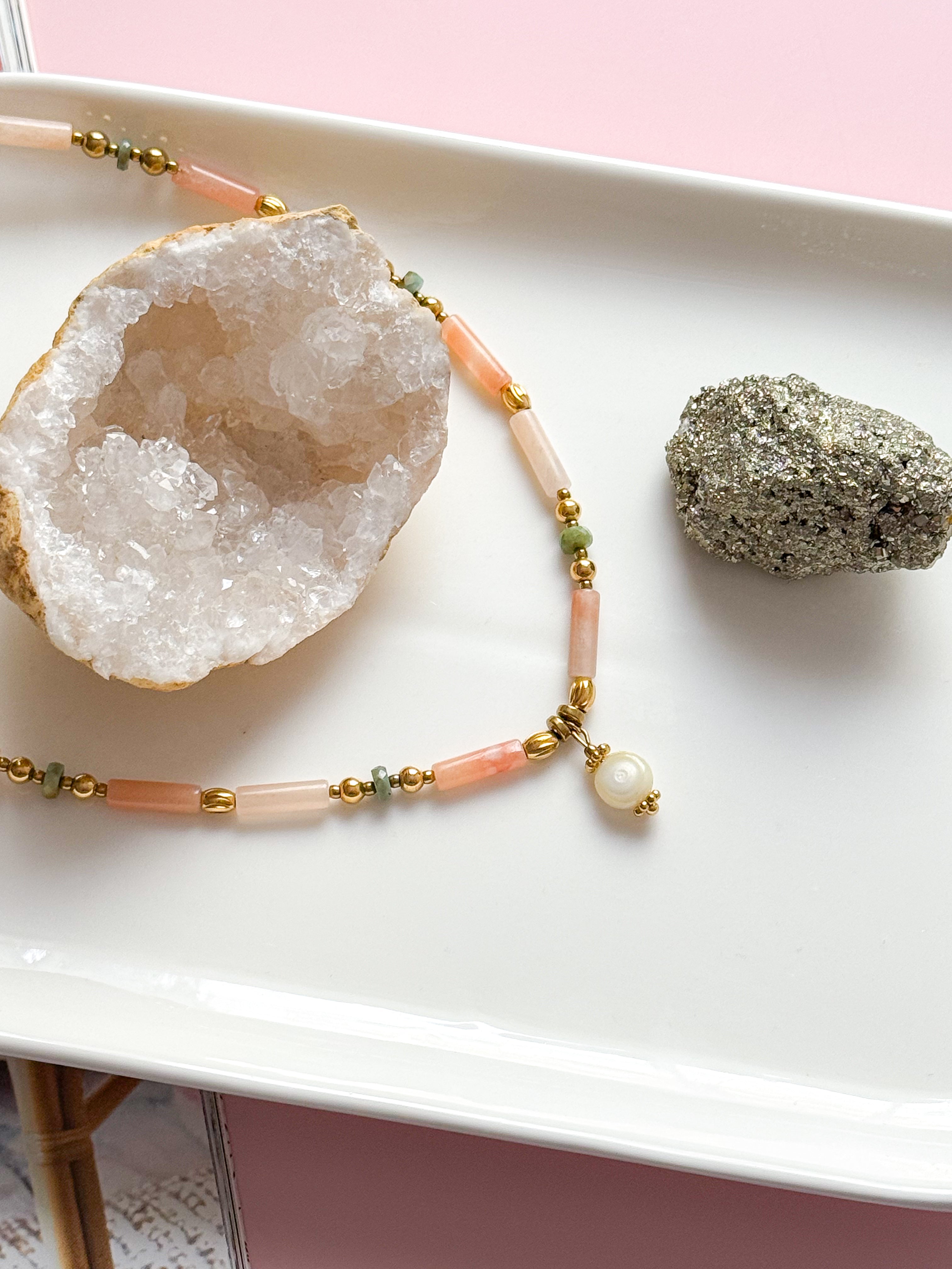 Collier CÉLIA - Quartz rose et Turquoise africaine