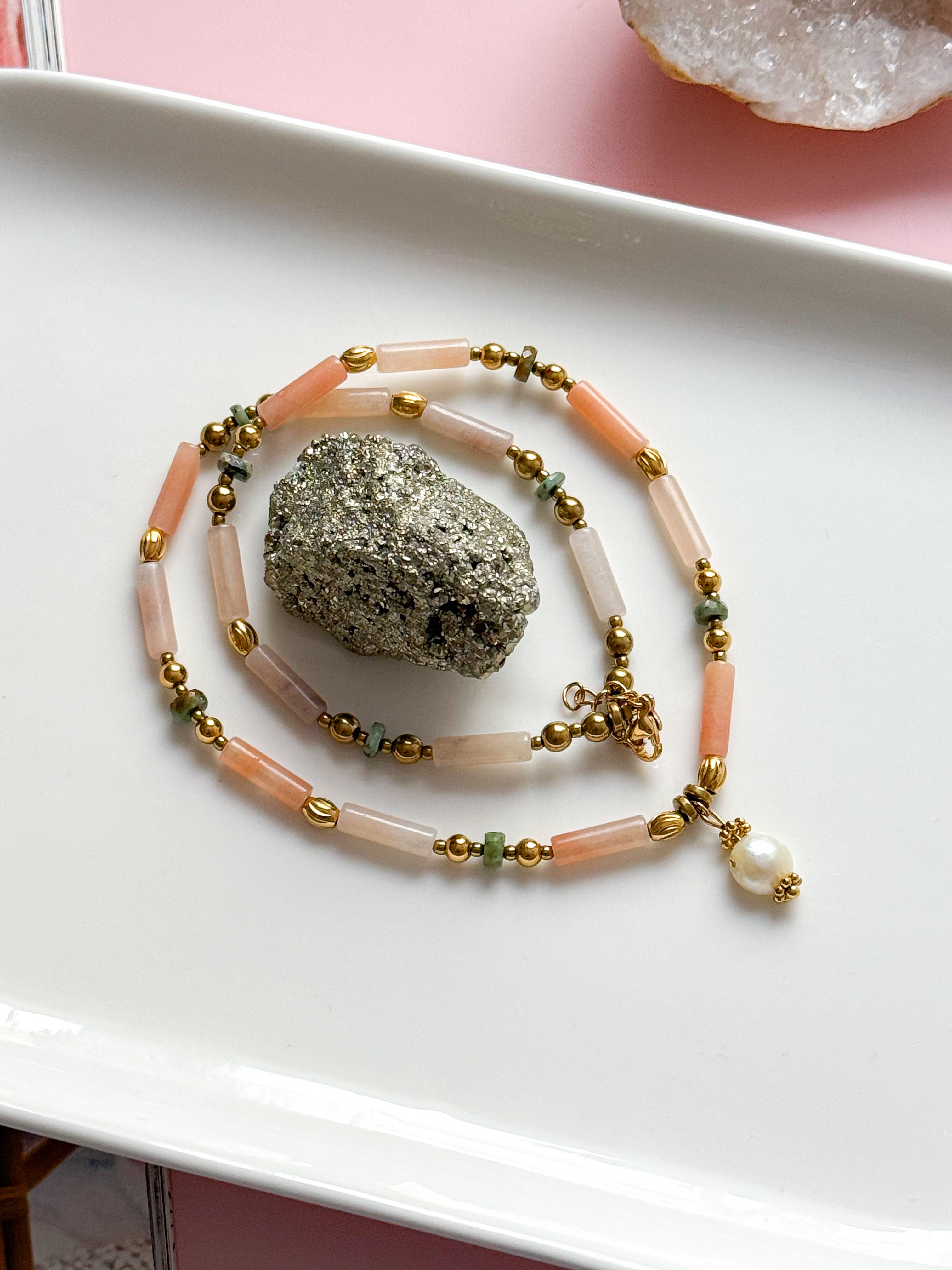 Collier CÉLIA - Quartz rose et Turquoise africaine
