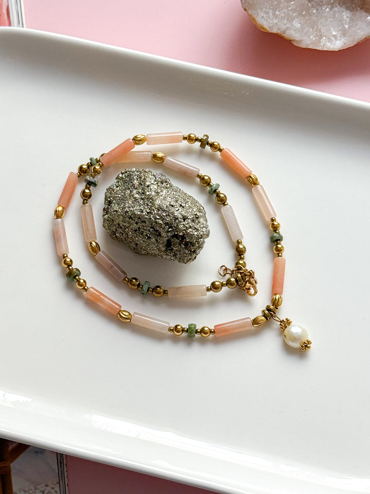 Collier CÉLIA - Quartz rose et Turquoise africaine