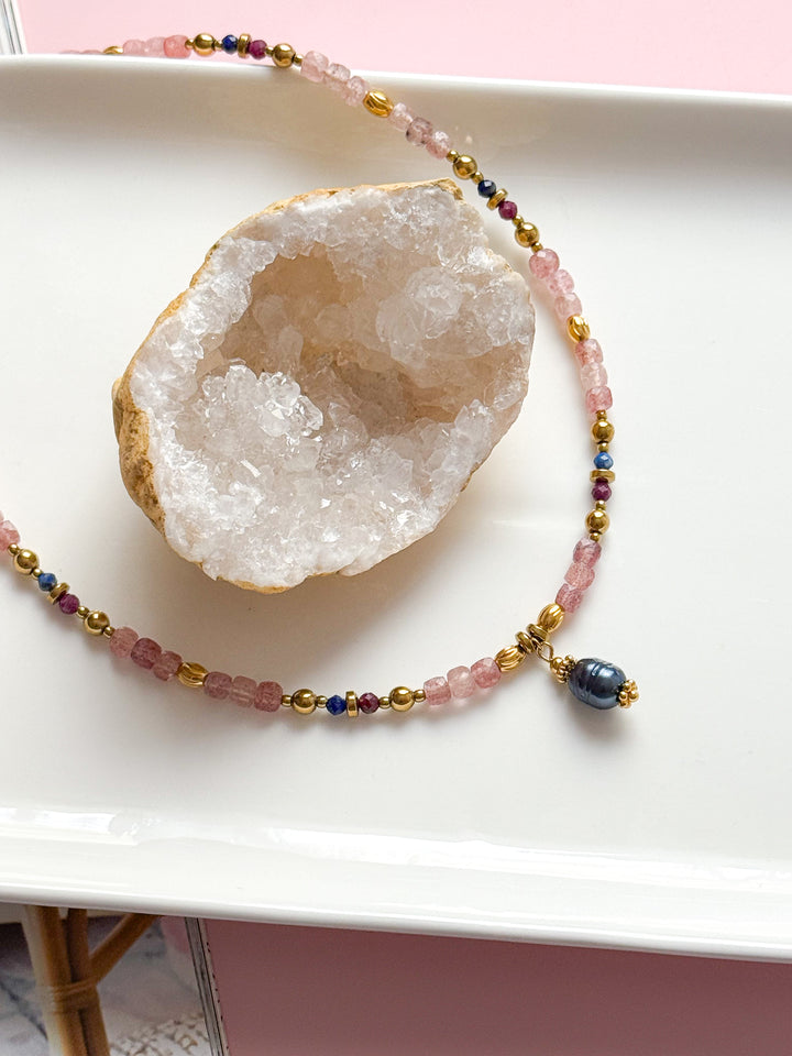 LEELOO Necklace - Red Granite &amp; Indian Agate