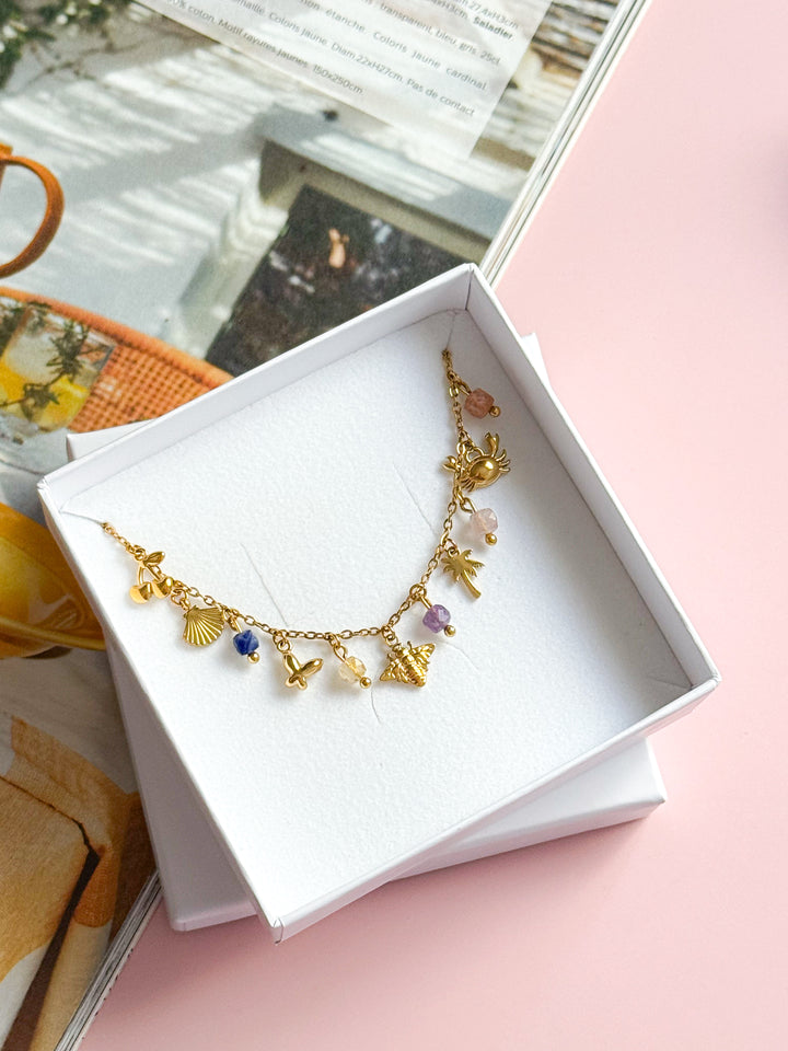 Collier VICTORIA - Améthyste, Pierre de Soleil, Quartz fraise, Lapis Lazuli, Citrine