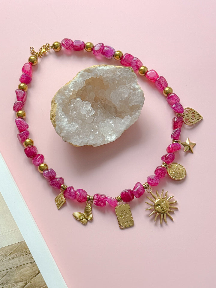 Collier LAURA doré/rose - Amour de soi, douceur, réconfort