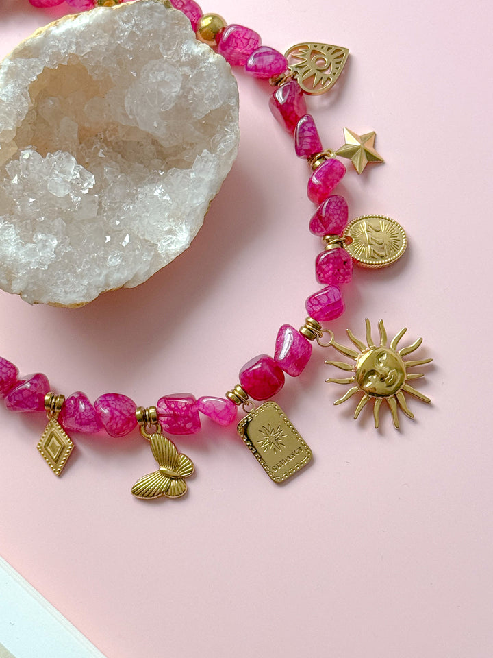 Collier LAURA doré/rose - Amour de soi, douceur, réconfort