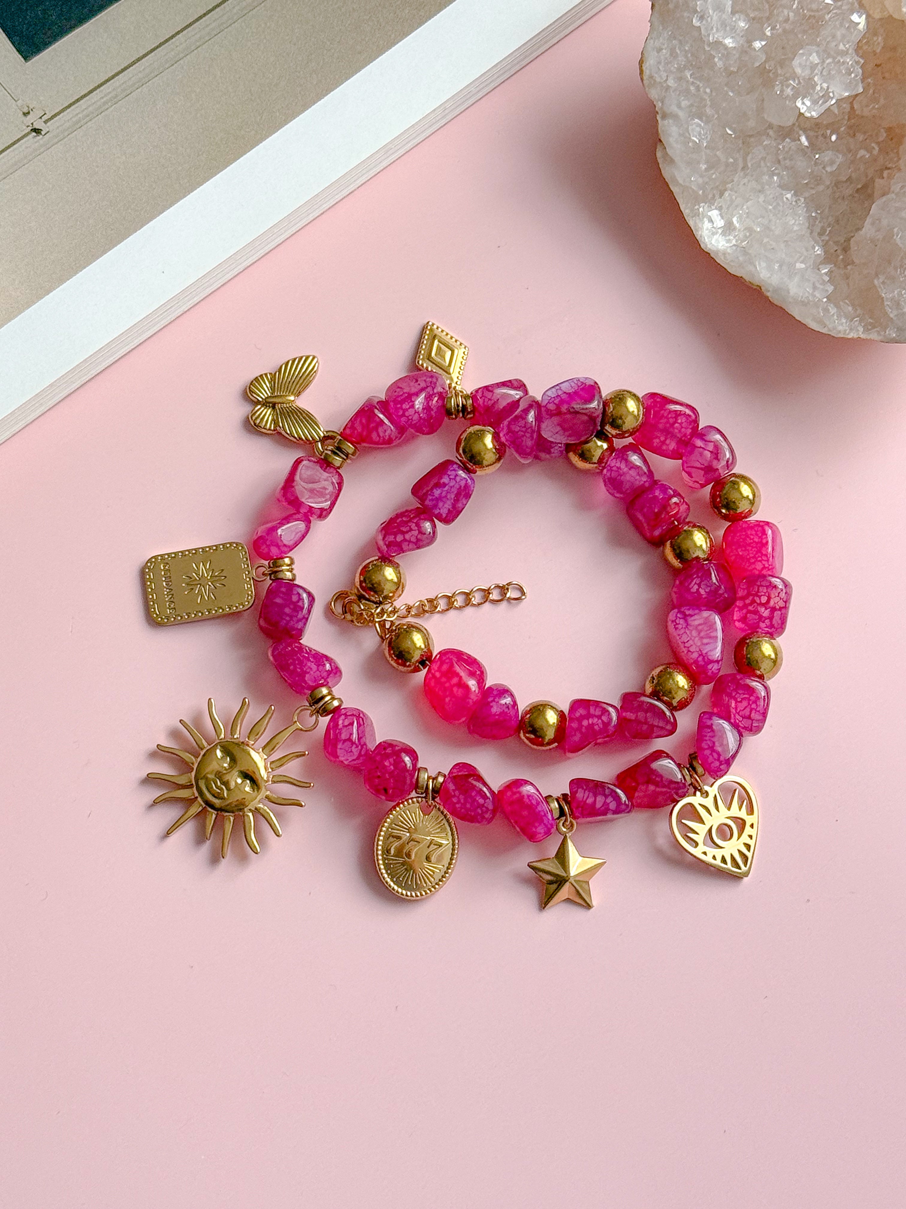 Collier LAURA doré/rose - Amour de soi, douceur, réconfort