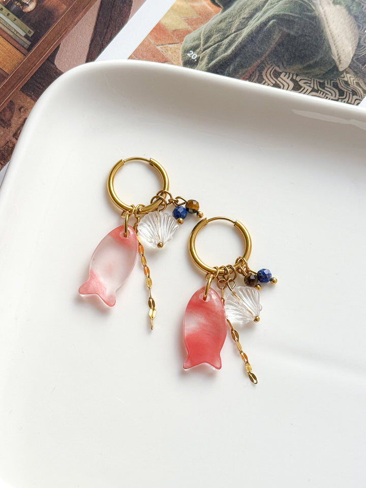 Boucles interchangeables BÉRÉNICE rose/or : Protection, amour de soi, confiance