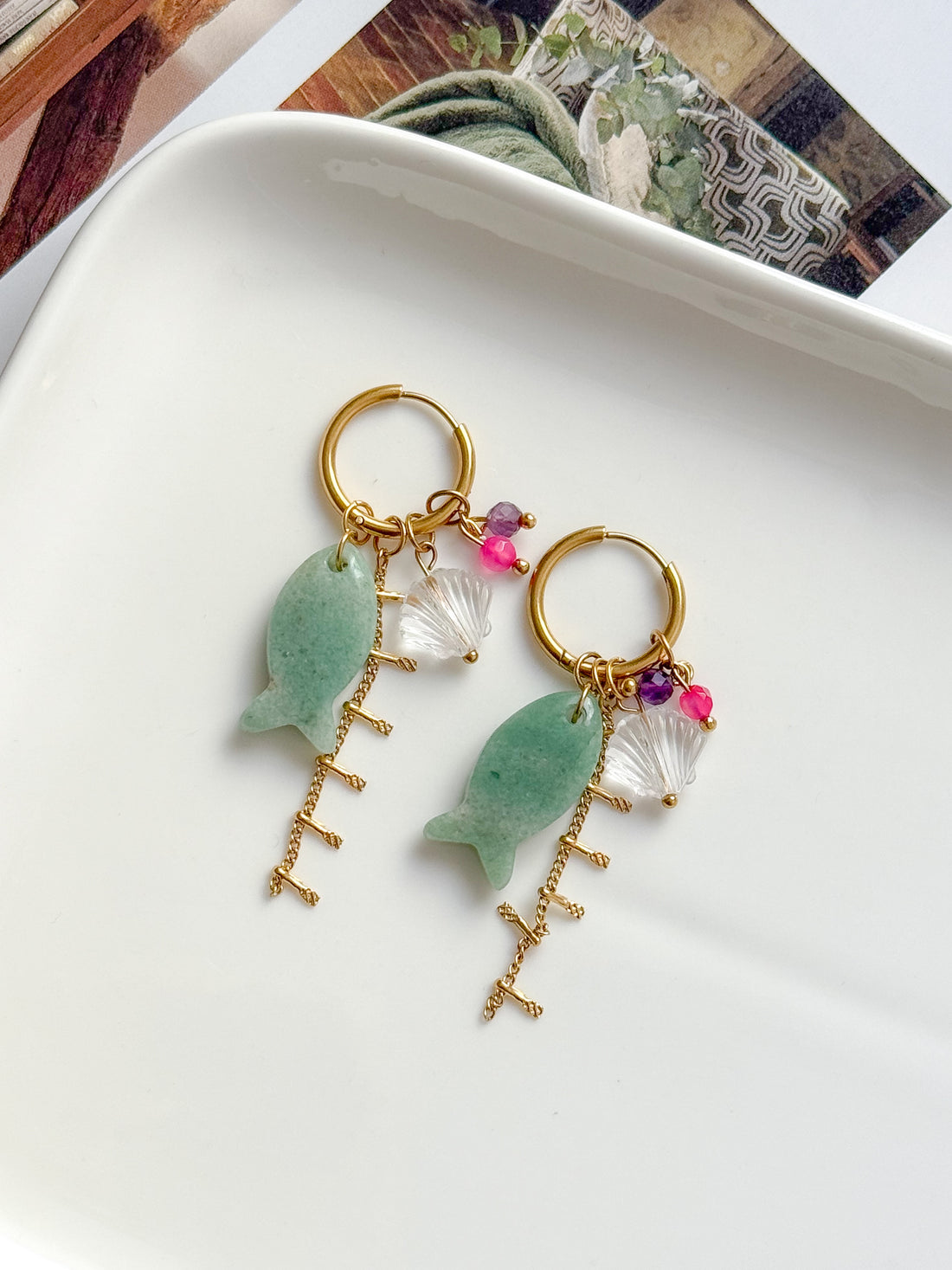 Boucles interchangeables BÉRÉNICE vert/or : Lâcher-prise, sérénité, confiance
