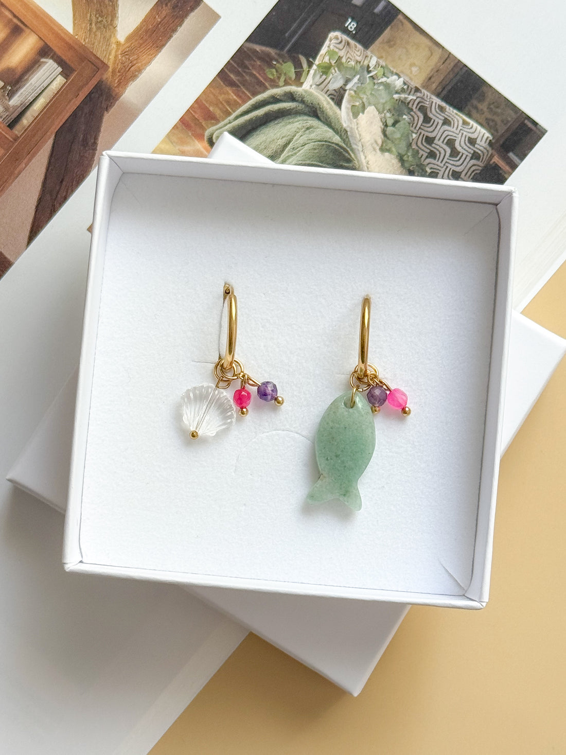 Boucles interchangeables BÉRÉNICE vert/or : Lâcher-prise, sérénité, confiance