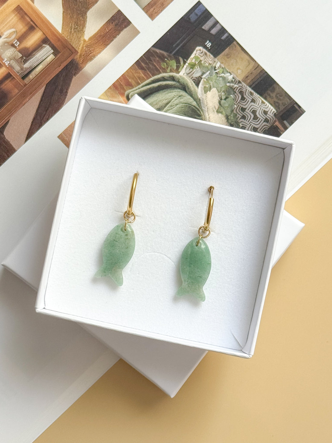 Boucles interchangeables BÉRÉNICE vert/or : Lâcher-prise, sérénité, confiance