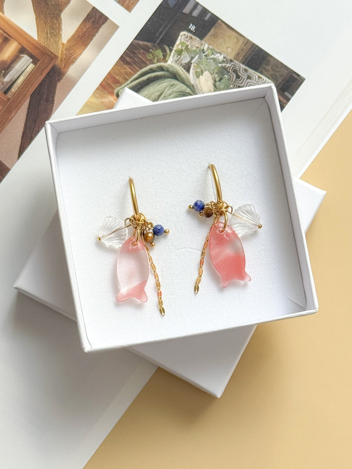 Boucles interchangeables BÉRÉNICE rose/or : Protection, amour de soi, confiance