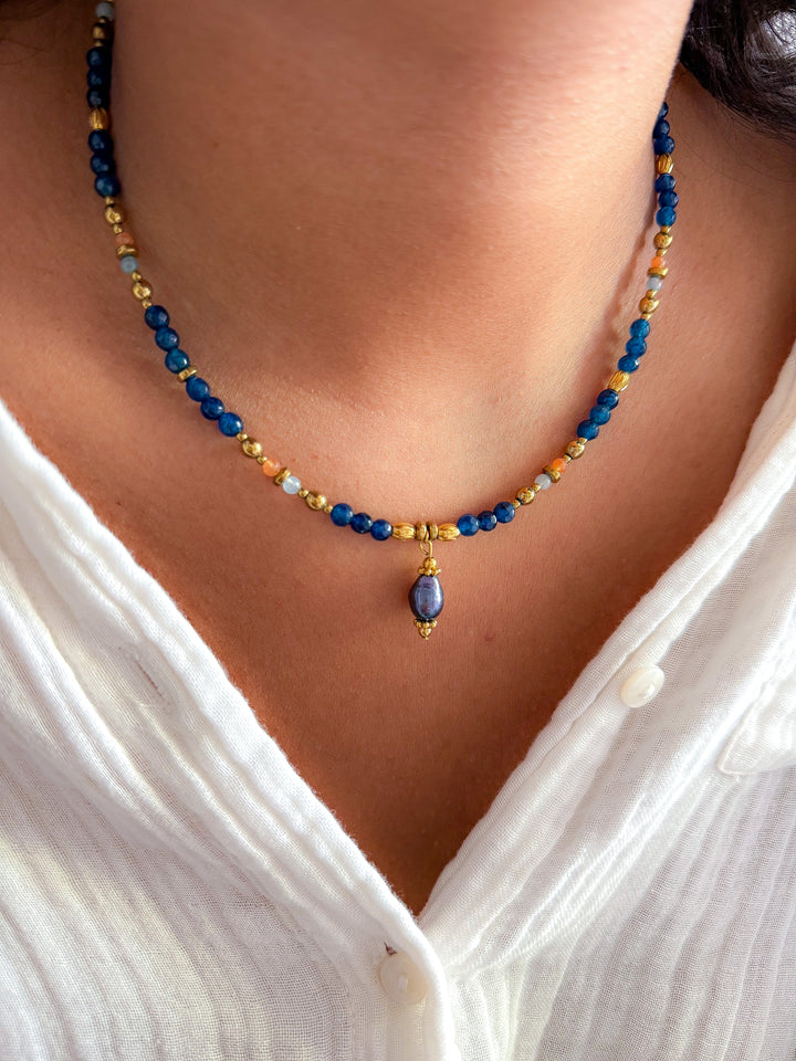 LEELOO Necklace - Red Granite &amp; Indian Agate