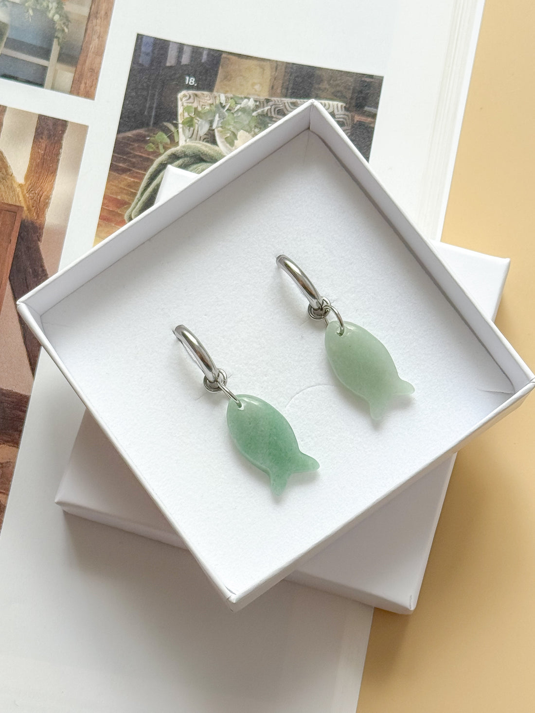 Boucles interchangeables BÉRÉNICE vert/argent : Sérénité, équilibre, féminité