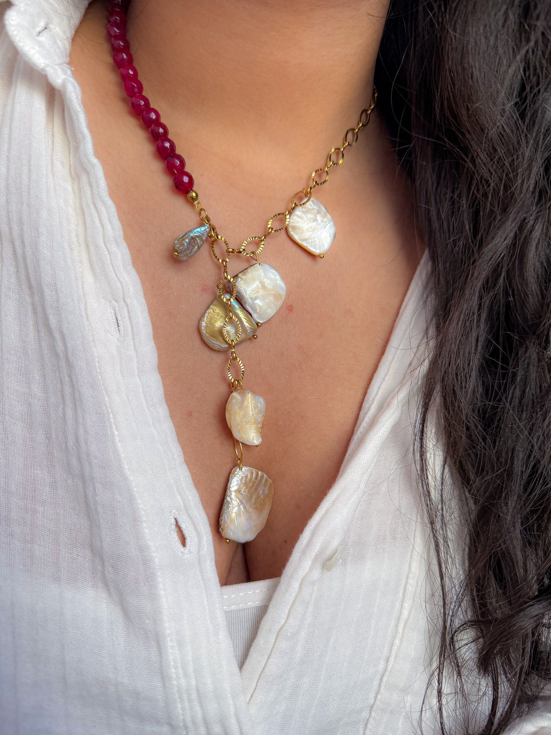 Collier ÉLÉNA bordeaux - Force intérieure, ancrage, confiance en soi