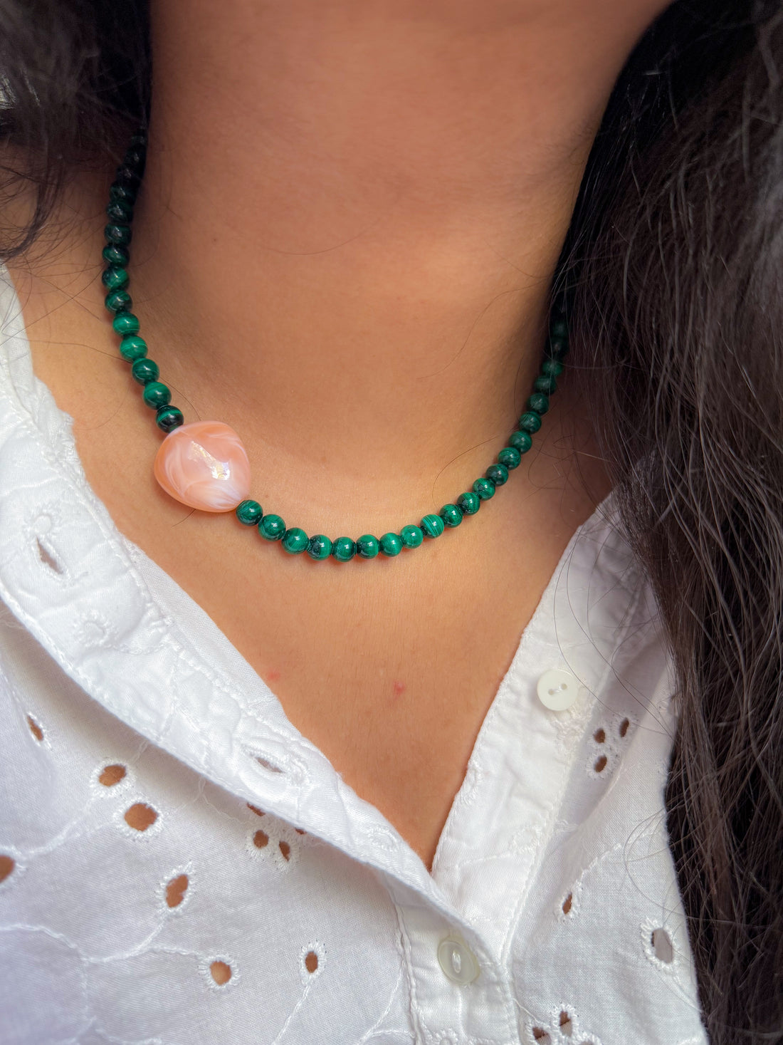 Collier MAGALI en Malachite : Protection, transformation, confiance en soi