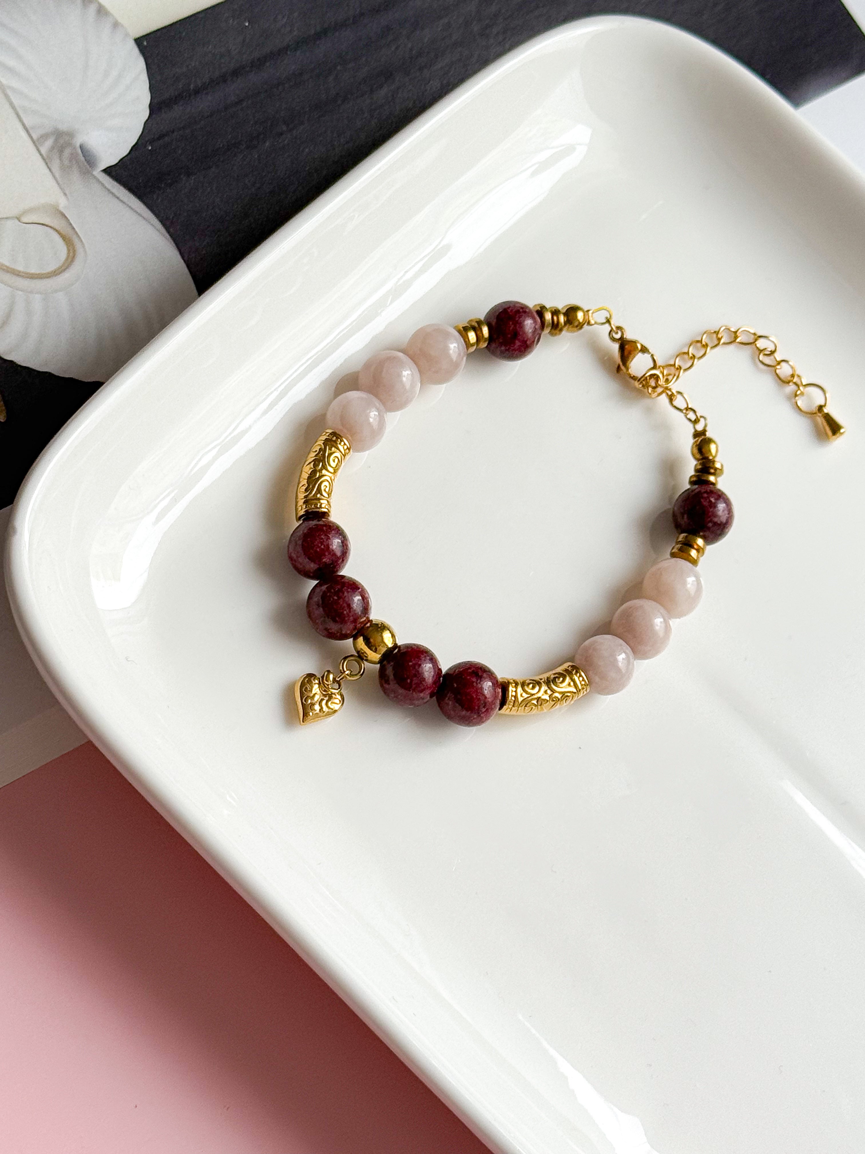 Bracelet JEANNE - Jaspe dalmatien et Calcite