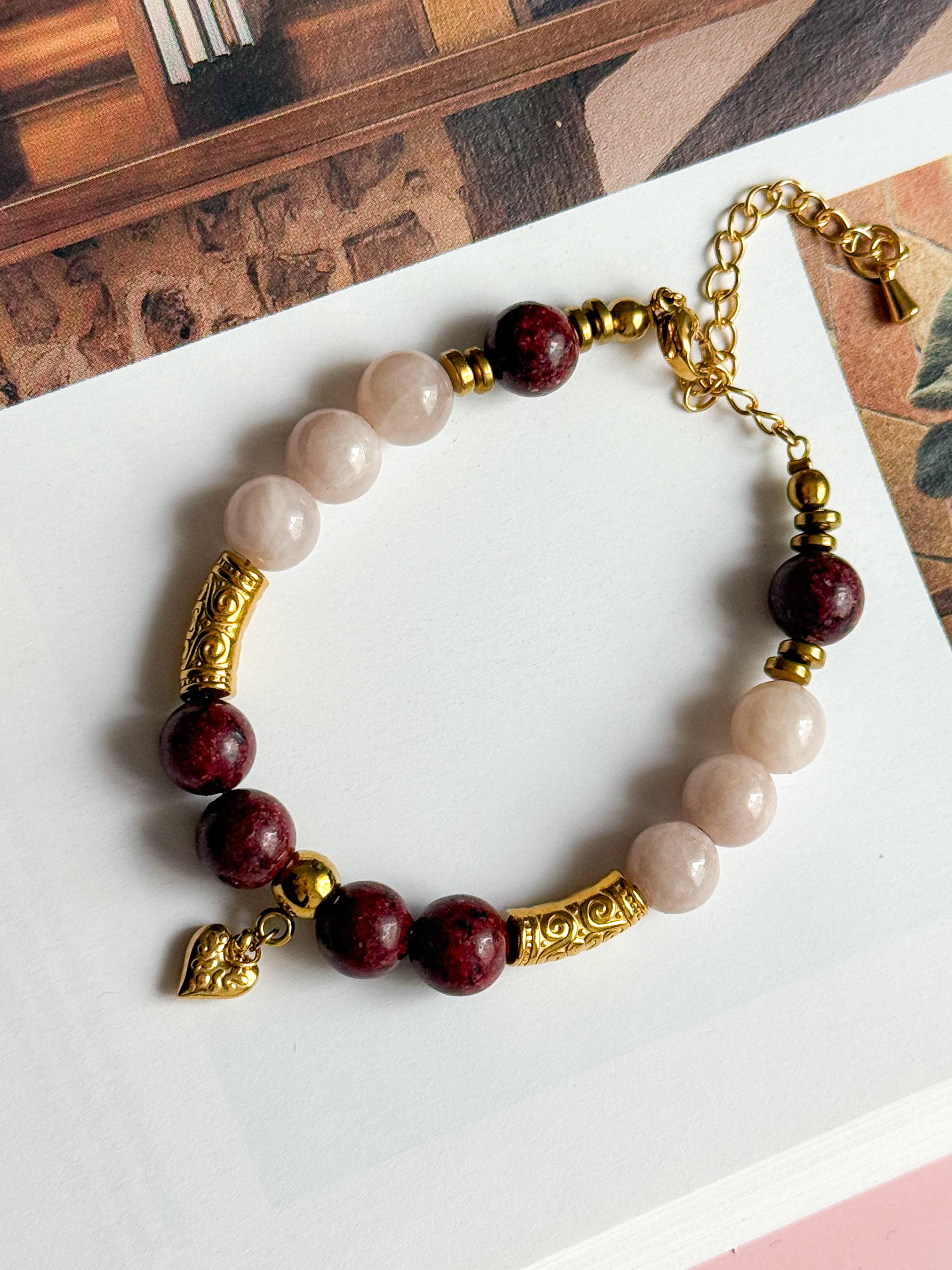 Bracelet JEANNE - Jaspe dalmatien et Calcite