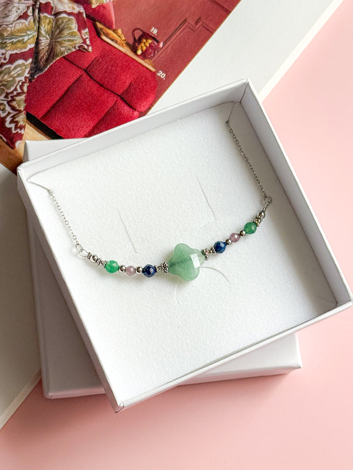 Collier MIA argenté - Aventurine, Améthyste et Lapis lazuli