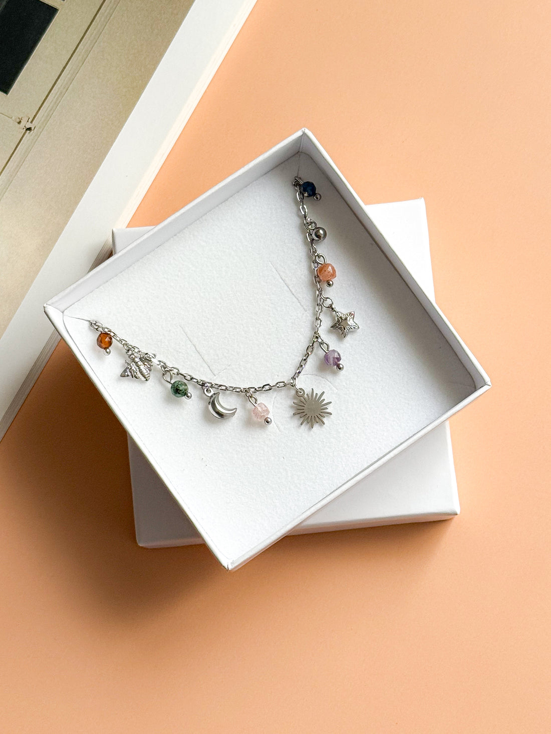 Collier MAYA - Quartz fraise, Turquoise, Améthyste, Agate, Lapis lazuli, Pierre de Soleil