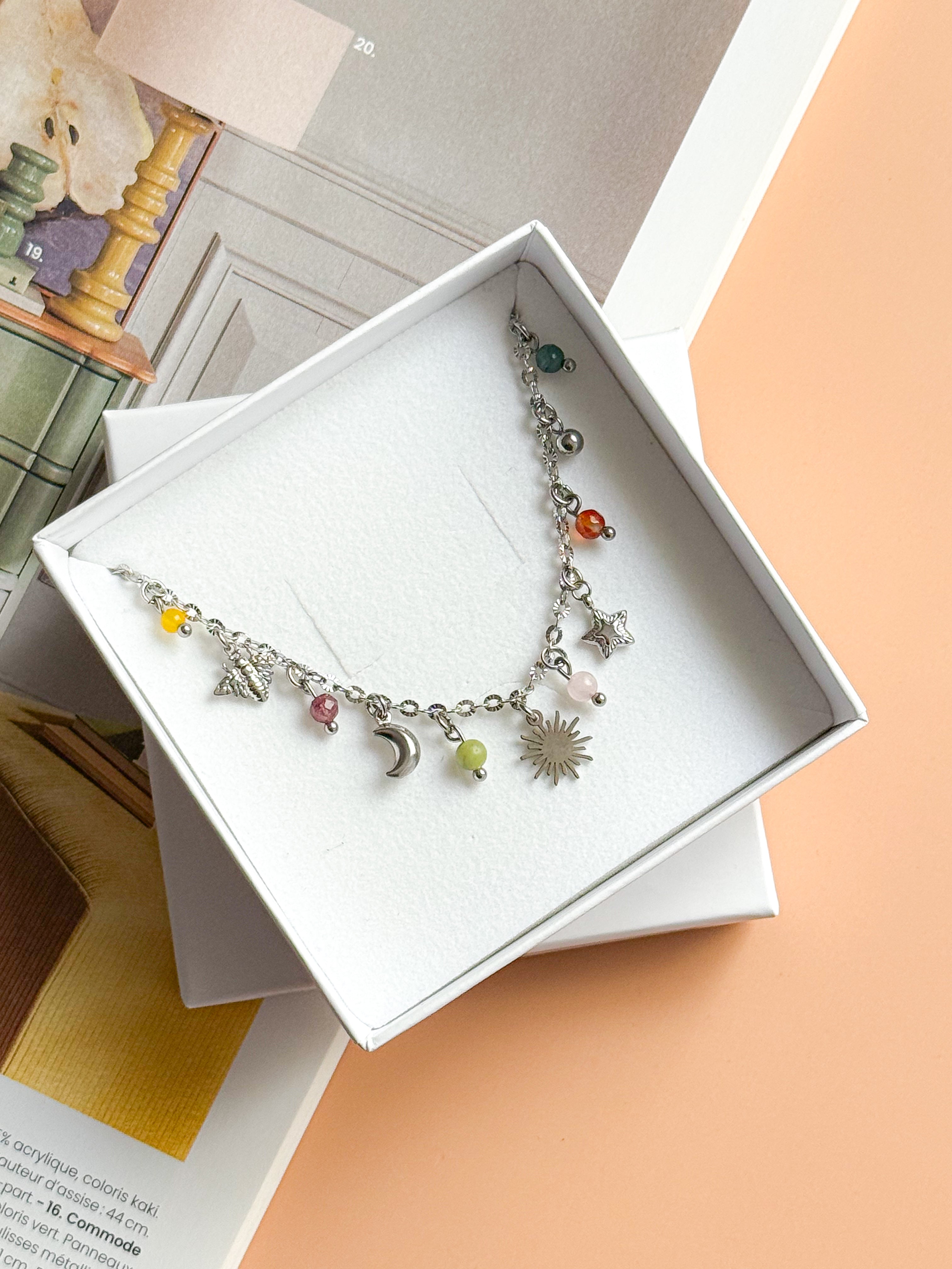 Collier CLARA - Quartz fraise/jaune/rose, Turquoise, Agate, Serpentine
