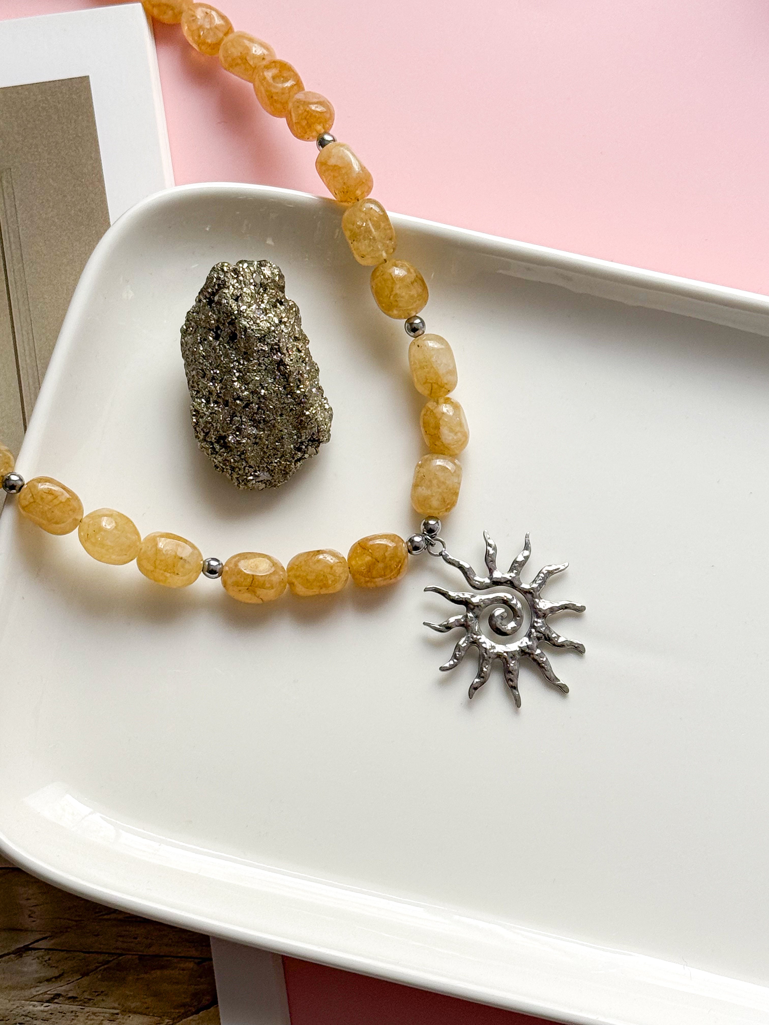 Collier CLARISSE argenté - Citrine