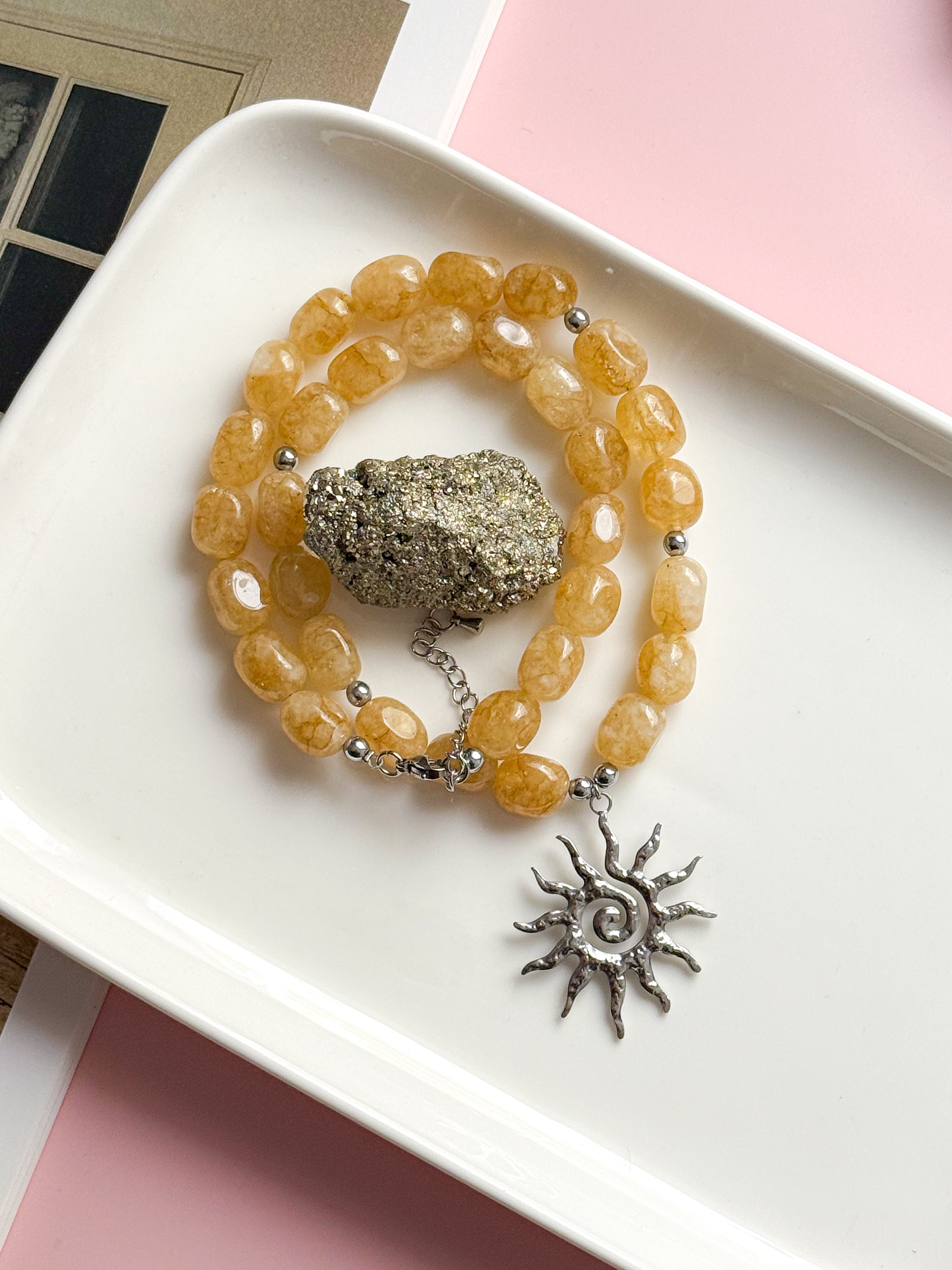 Collier CLARISSE argenté - Citrine