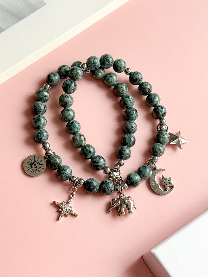 Collier CLÉMENTINE - Jaspe dalmatien vert