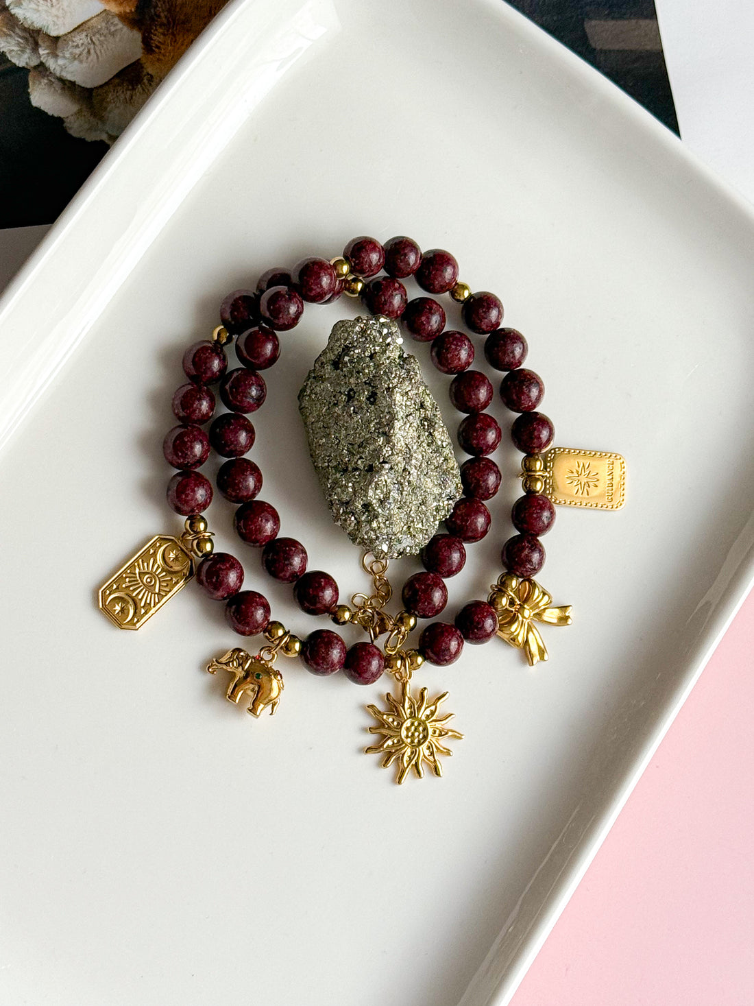 Collier ALWENA - Jaspe dalmatien rouge