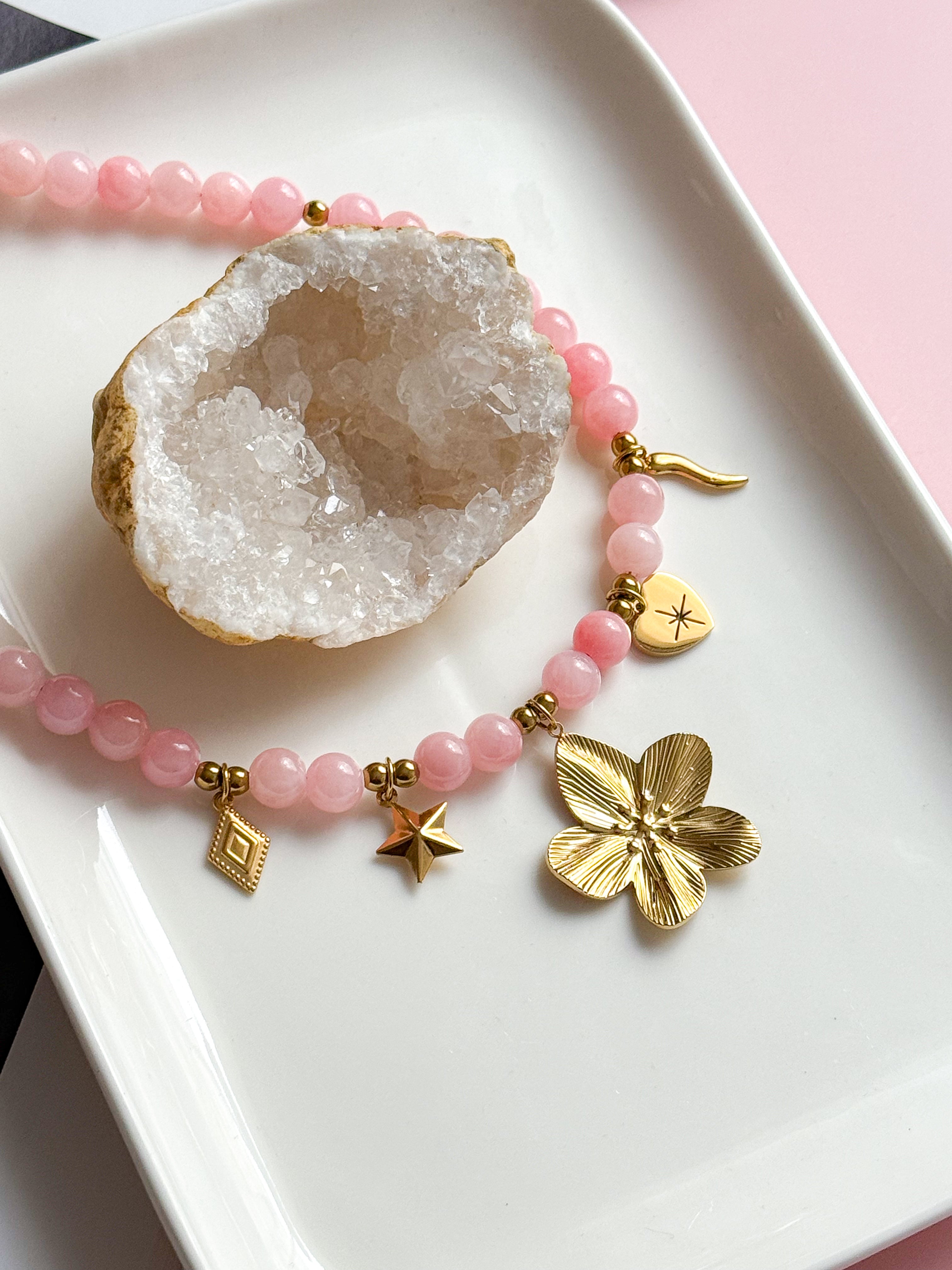 Collier AURÉLIE - Calcite rose